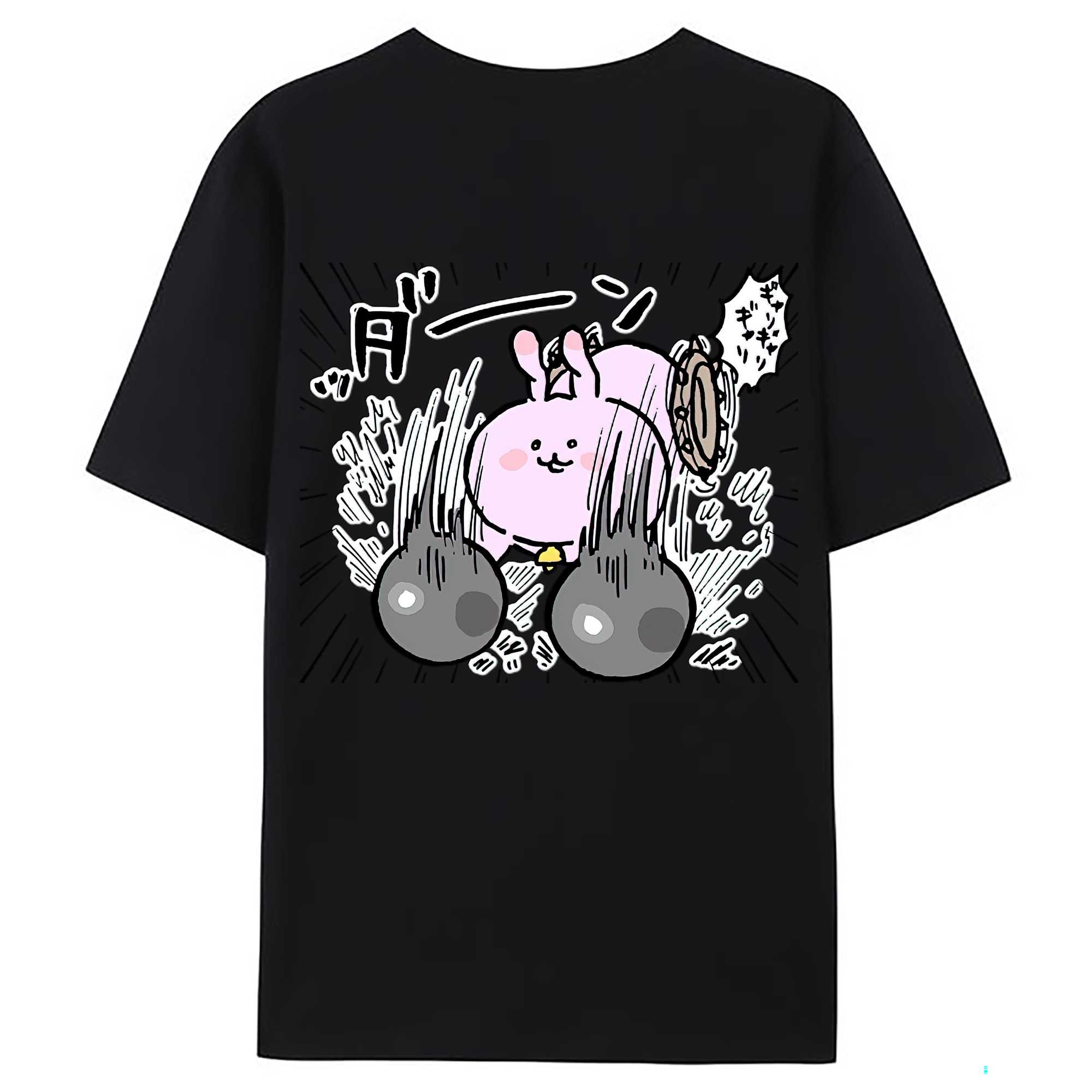 （画像用） ちいかわ うさぎ Chii-kawa usagi 綿100％ メンズ半袖Tシャツ（バックプリント） 通気性