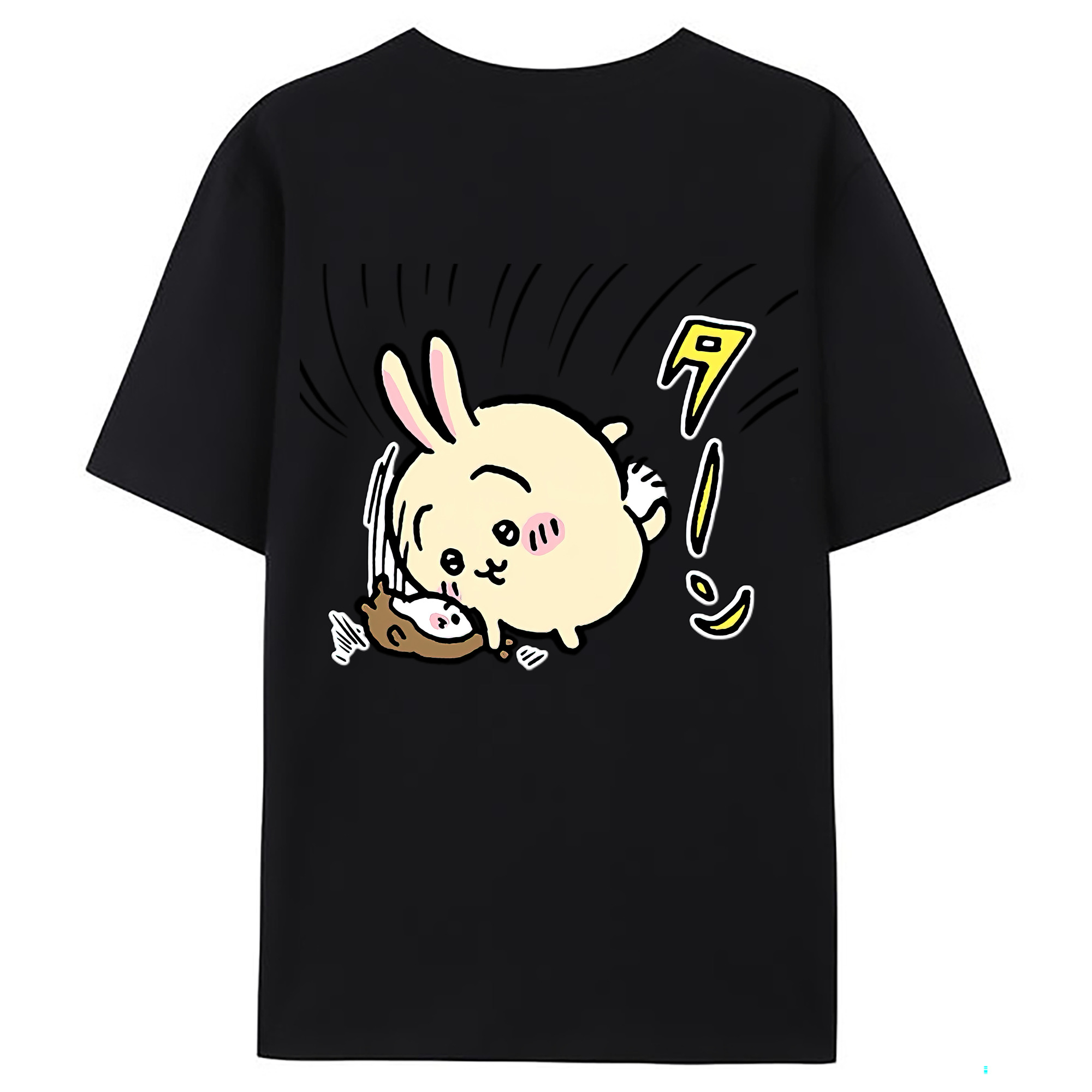 （画像用） ちいかわ うさぎ Chii-kawa usagi 綿100％ メンズ半袖Tシャツ（バックプリント） 通気性