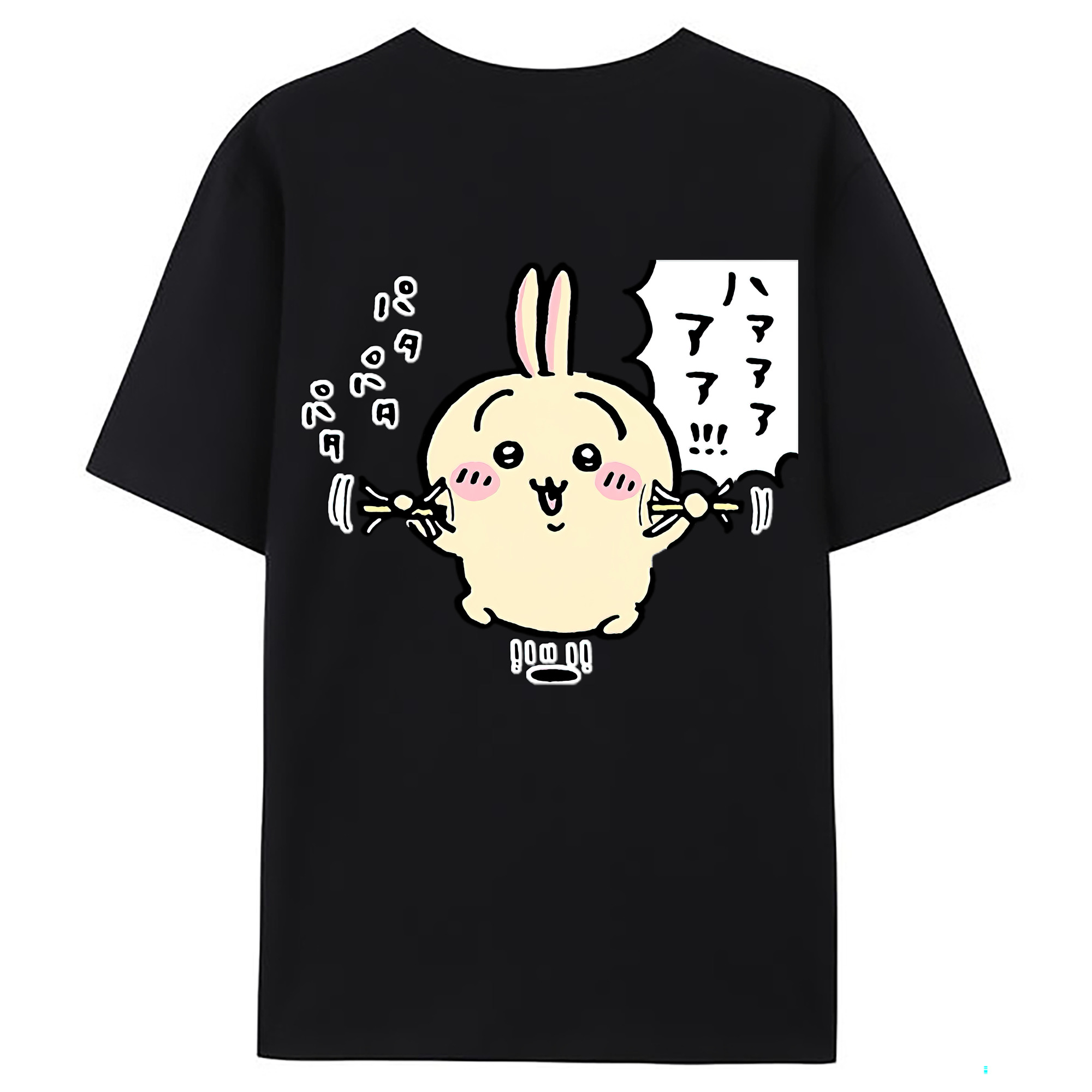 （画像用） ちいかわ うさぎ Chii-kawa usagi 綿100％ メンズ半袖Tシャツ（バックプリント） 通気性