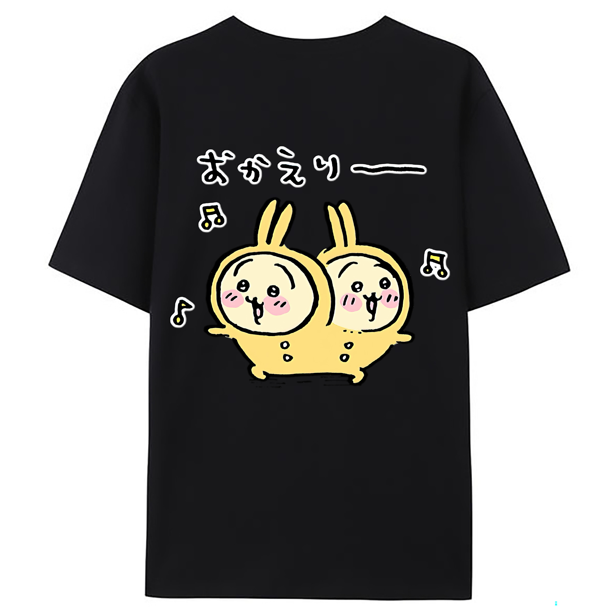 （画像用） ちいかわ うさぎ Chii-kawa usagi 綿100％ メンズ半袖Tシャツ（バックプリント） 通気性