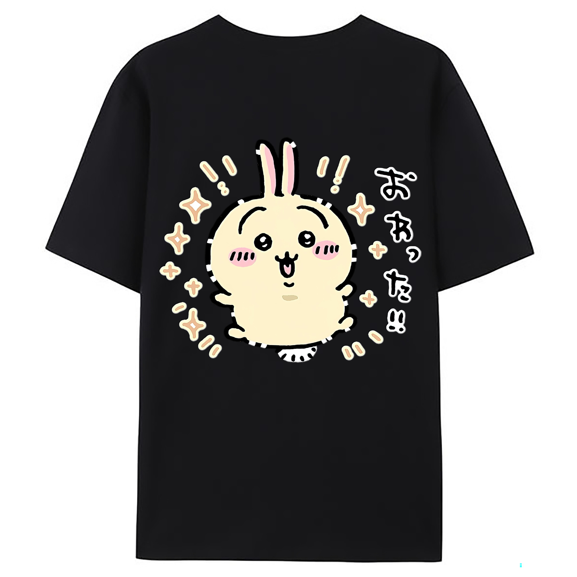 （画像用） ちいかわ うさぎ Chii-kawa usagi 綿100％ メンズ半袖Tシャツ（バックプリント） 通気性