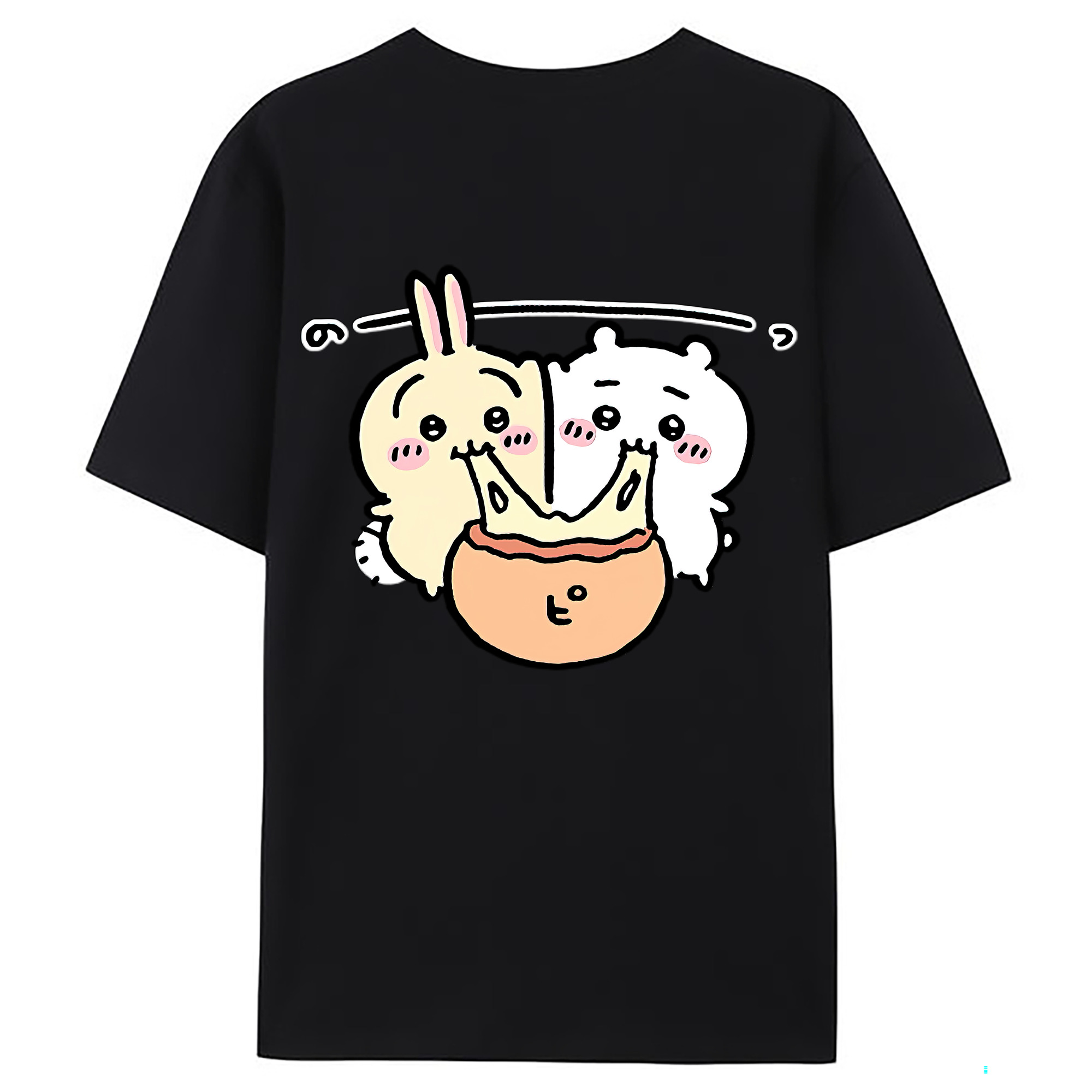 （画像用） ちいかわ うさぎ Chii-kawa usagi 綿100％ メンズ半袖Tシャツ（バックプリント） 通気性