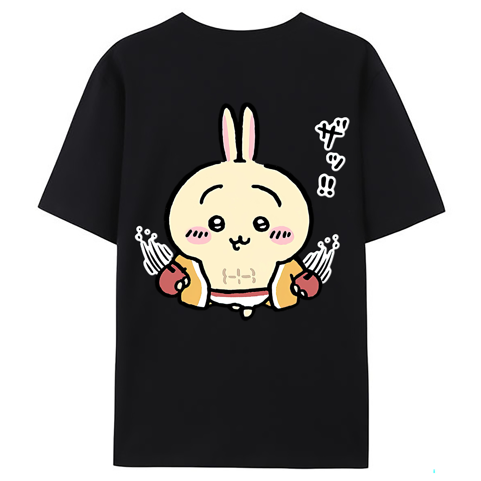 （画像用） ちいかわ うさぎ Chii-kawa usagi 綿100％ メンズ半袖Tシャツ（バックプリント） 通気性