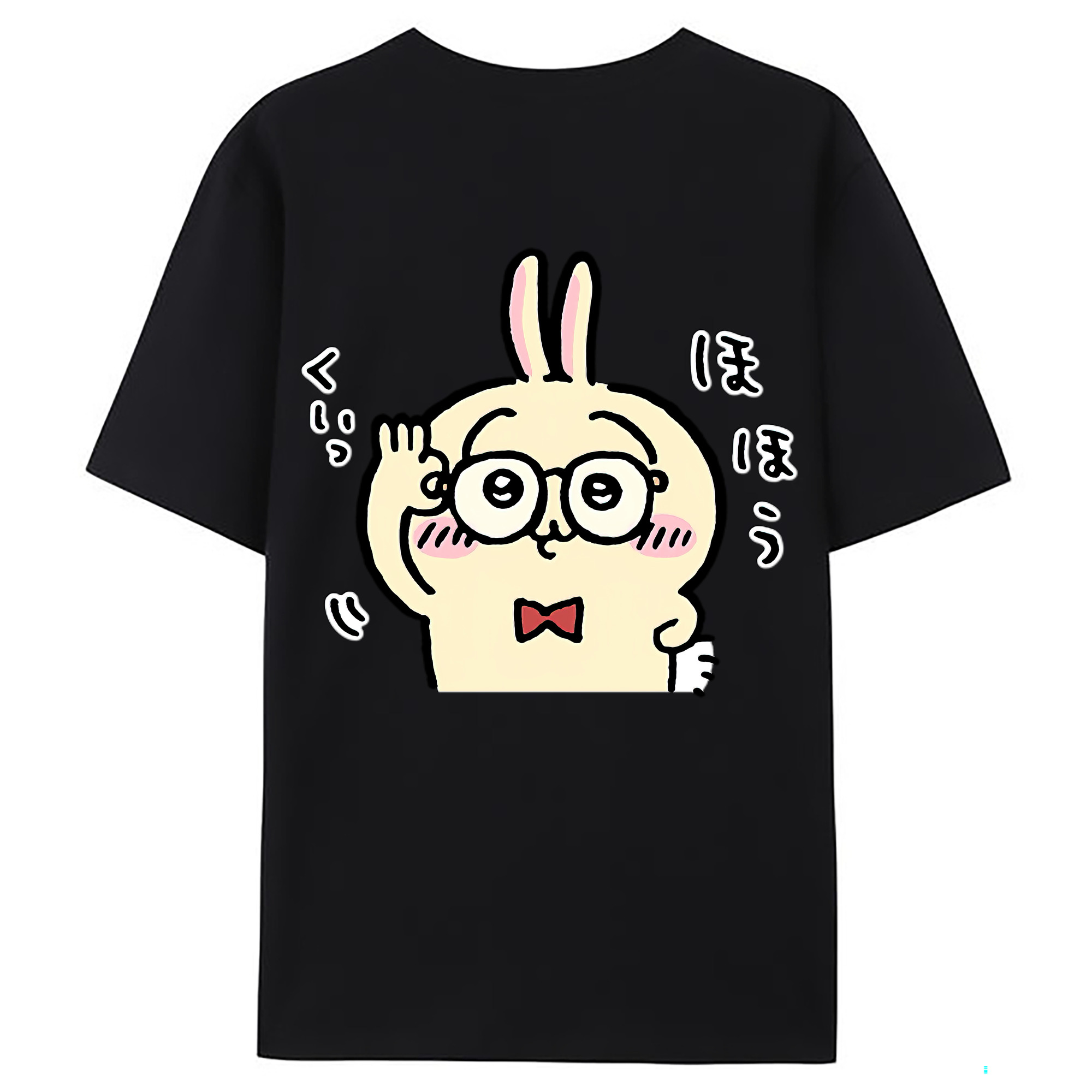（画像用） ちいかわ うさぎ Chii-kawa usagi 綿100％ メンズ半袖Tシャツ（バックプリント） 通気性