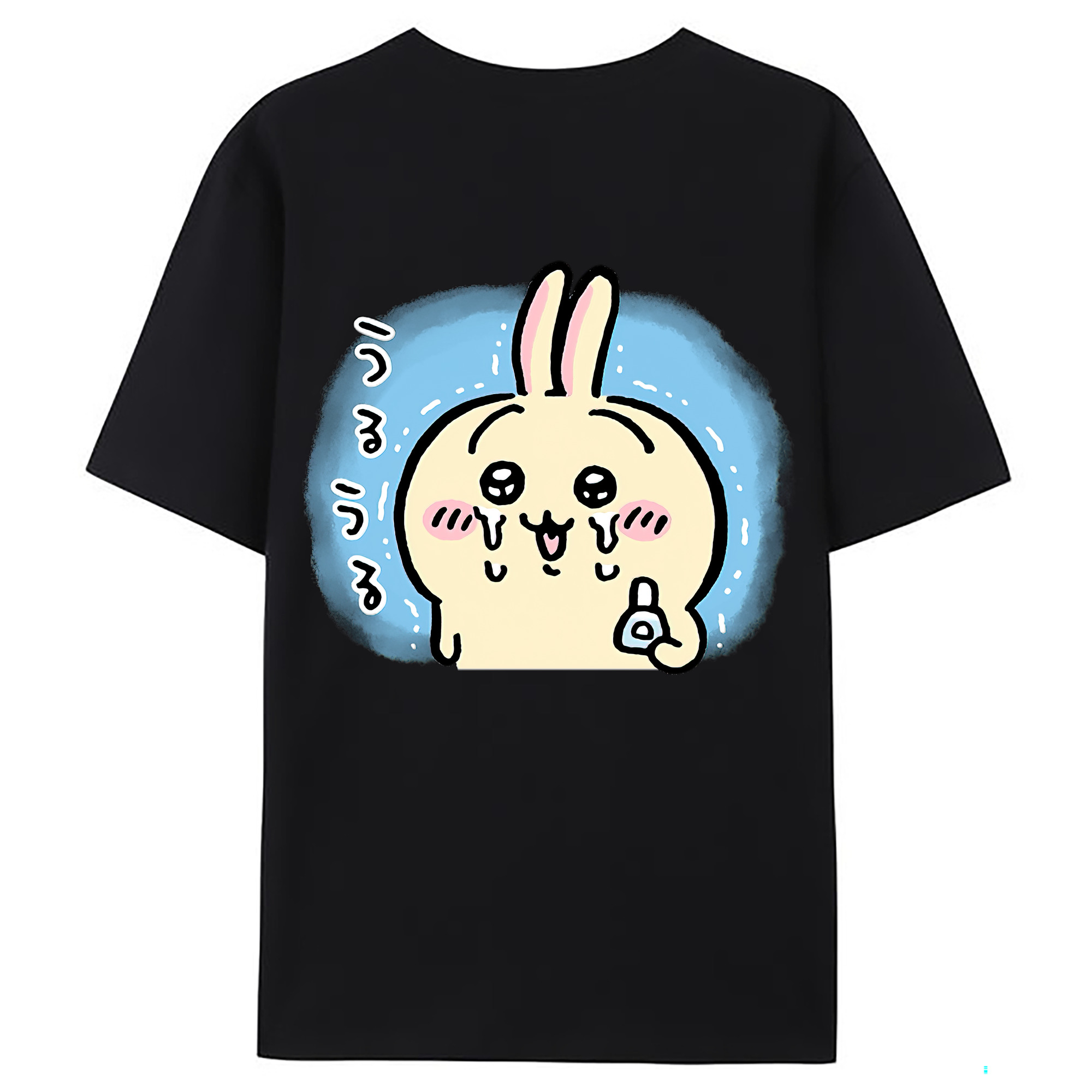 （画像用） ちいかわ うさぎ Chii-kawa usagi 綿100％ メンズ半袖Tシャツ（バックプリント） 通気性