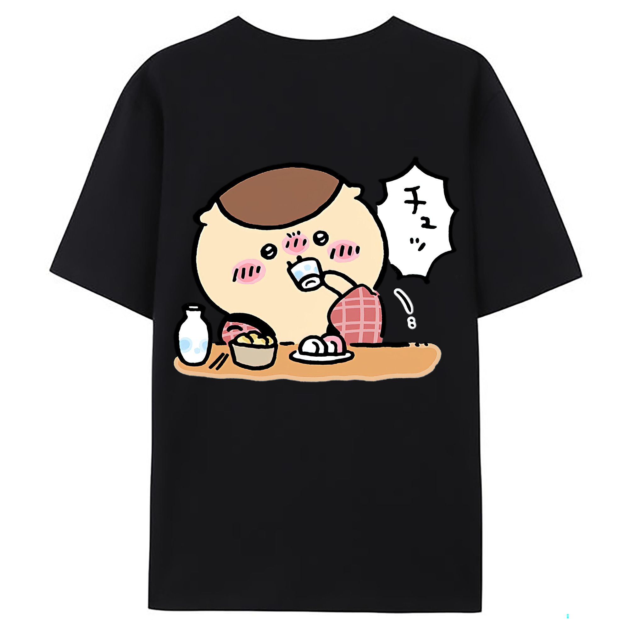 （画像用） ちいかわ くりまんじゅう Chii-kawa kuri manjū 綿100％ メンズ半袖Tシャツ（バックプリント） 通気性