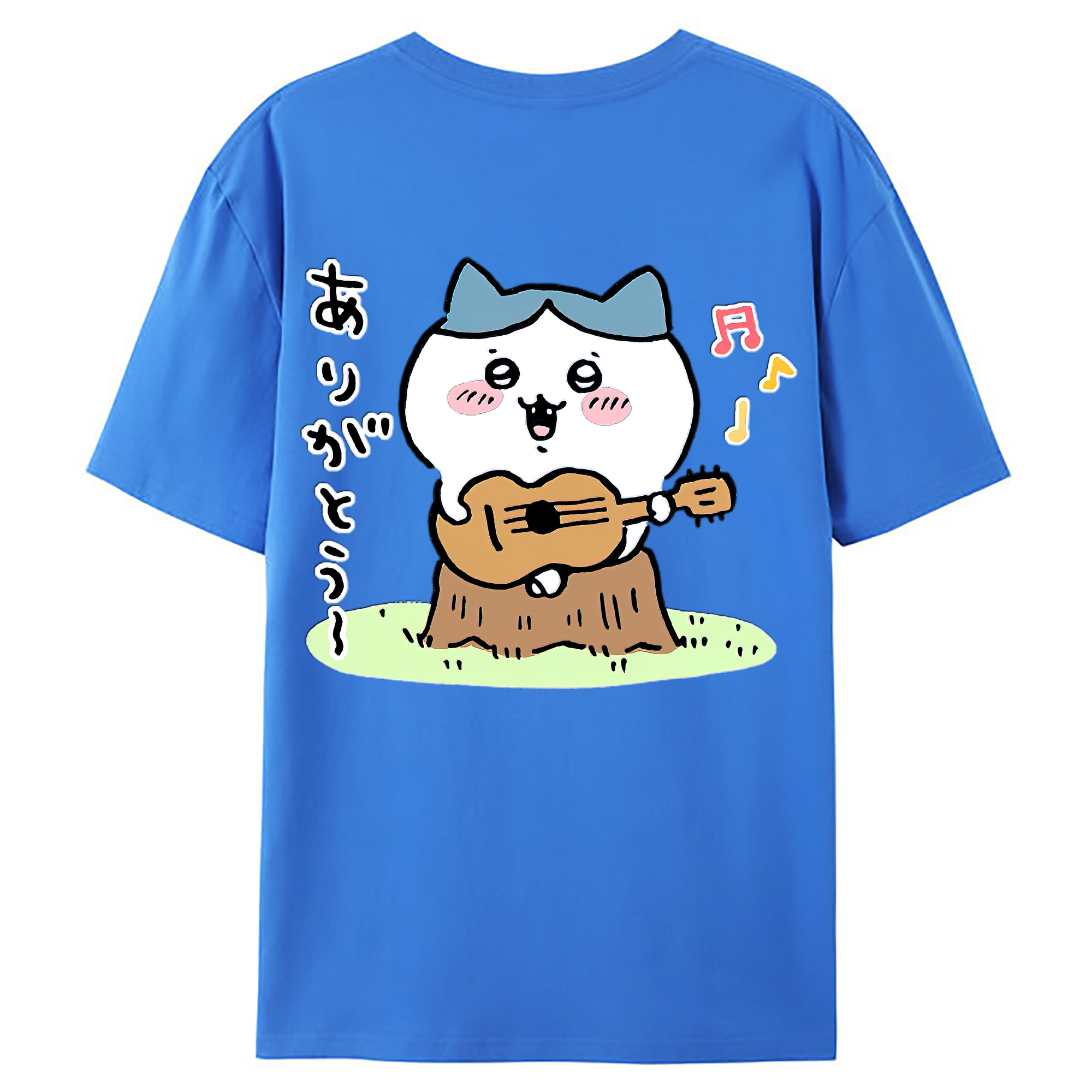 （画像用） ちいかわ ハチワレ Chii-kawa hachiware 綿100％ メンズ半袖Tシャツ（バックプリント） 通気性
