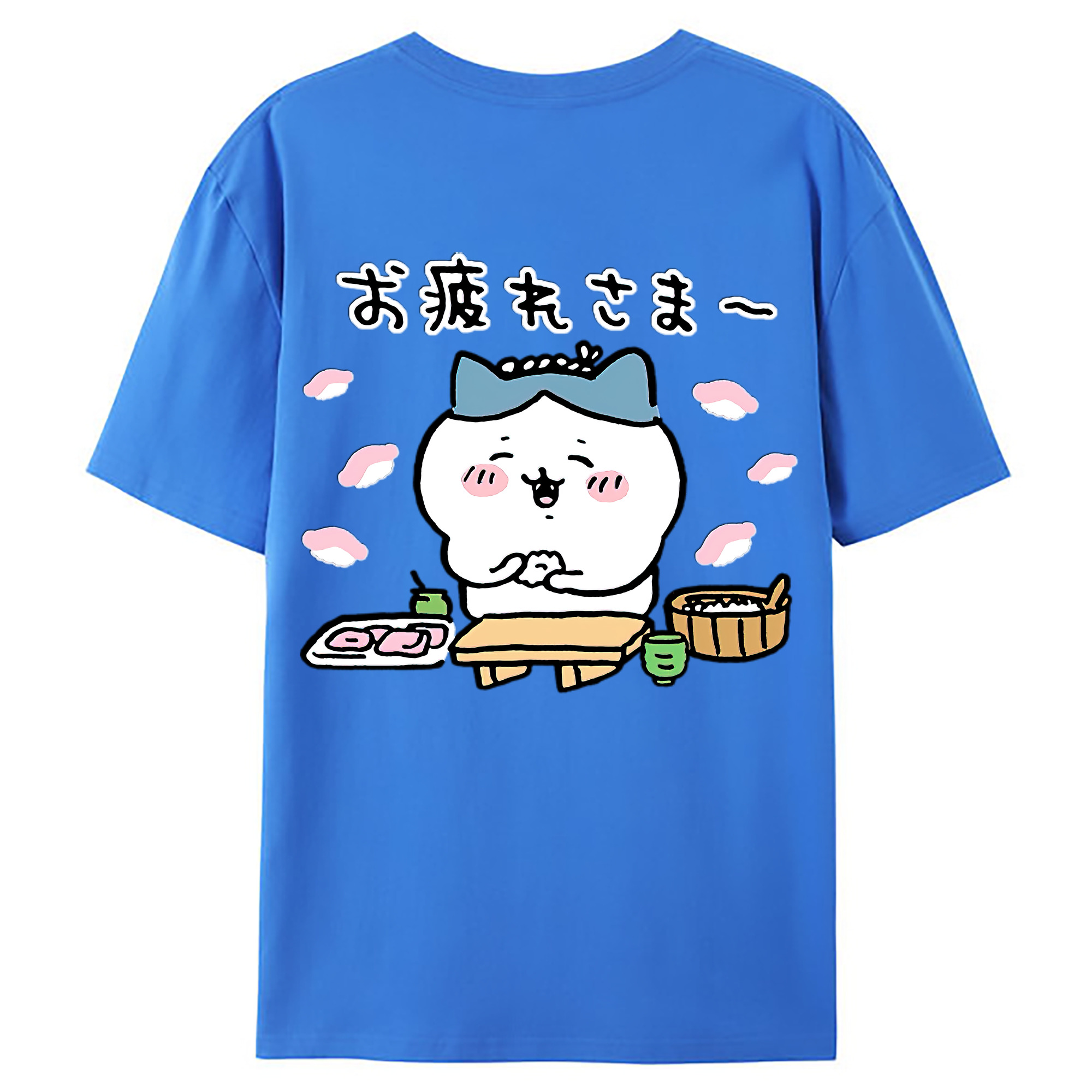 （画像用） ちいかわ ハチワレ Chii-kawa hachiware 綿100％ メンズ半袖Tシャツ（バックプリント） 通気性