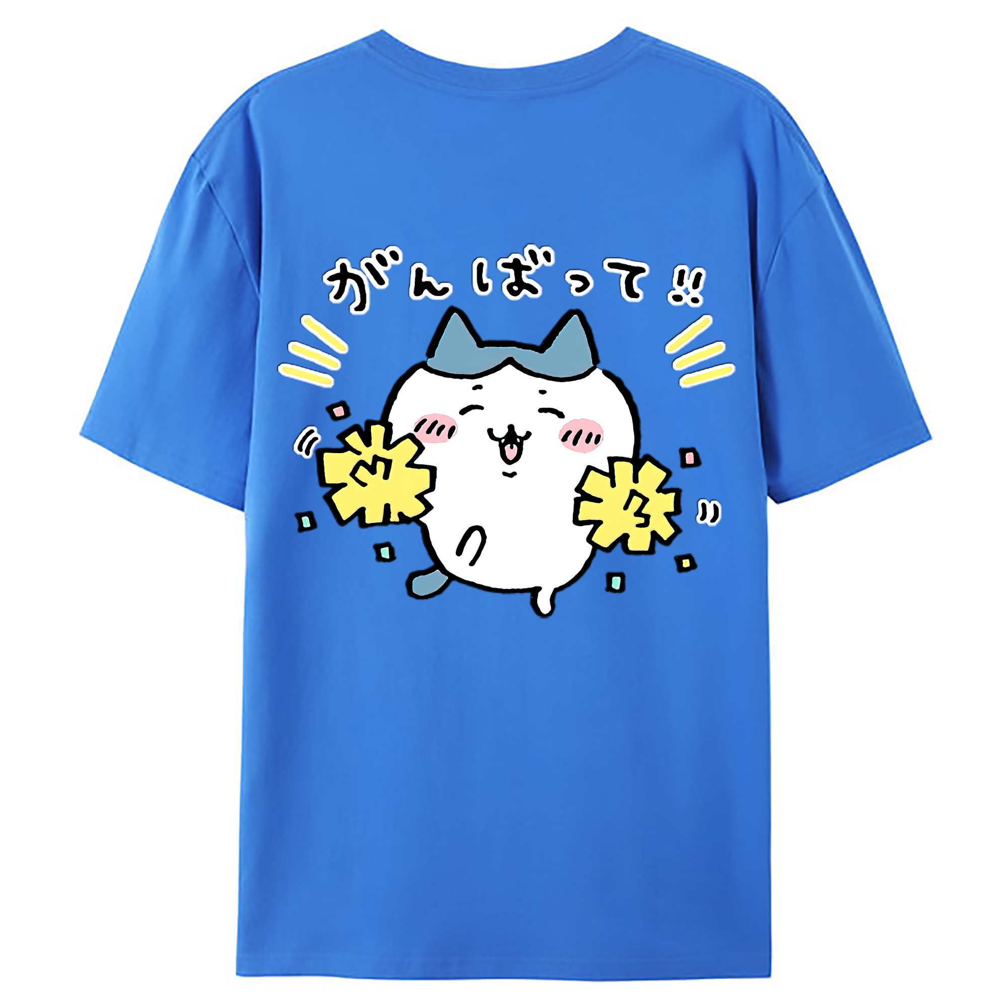 （画像用） ちいかわ ハチワレ Chii-kawa hachiware 綿100％ メンズ半袖Tシャツ（バックプリント） 通気性