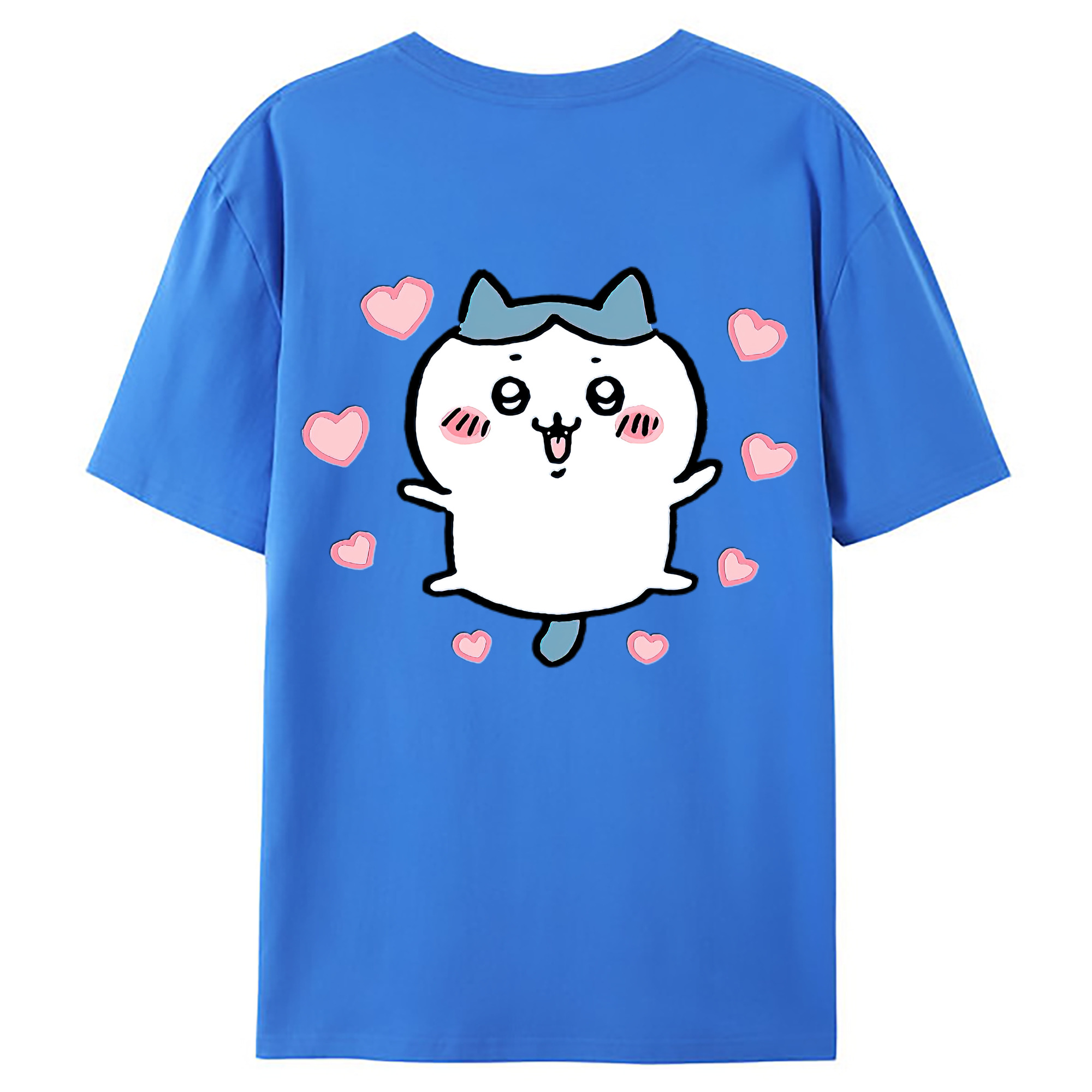 （画像用） ちいかわ ハチワレ Chii-kawa hachiware 綿100％ メンズ半袖Tシャツ（バックプリント） 通気性