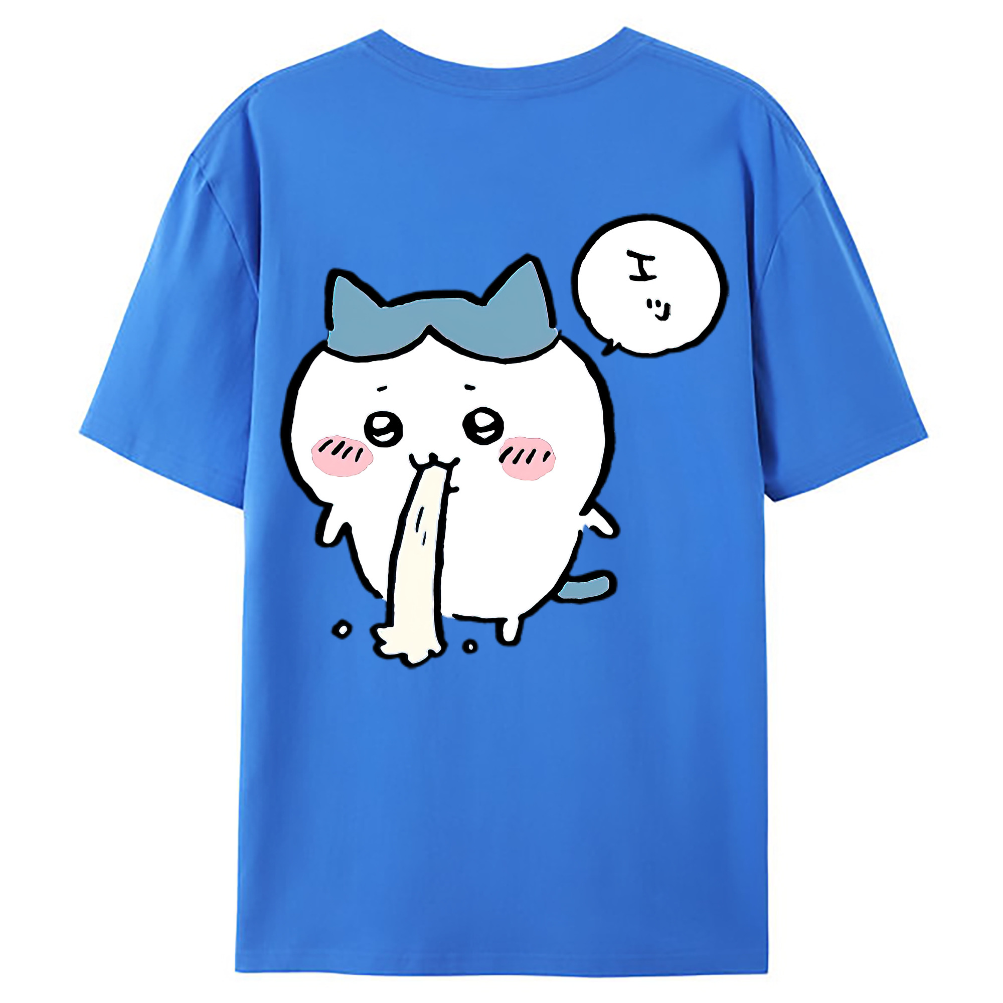 （画像用） ちいかわ ハチワレ Chii-kawa hachiware 綿100％ メンズ半袖Tシャツ（バックプリント） 通気性