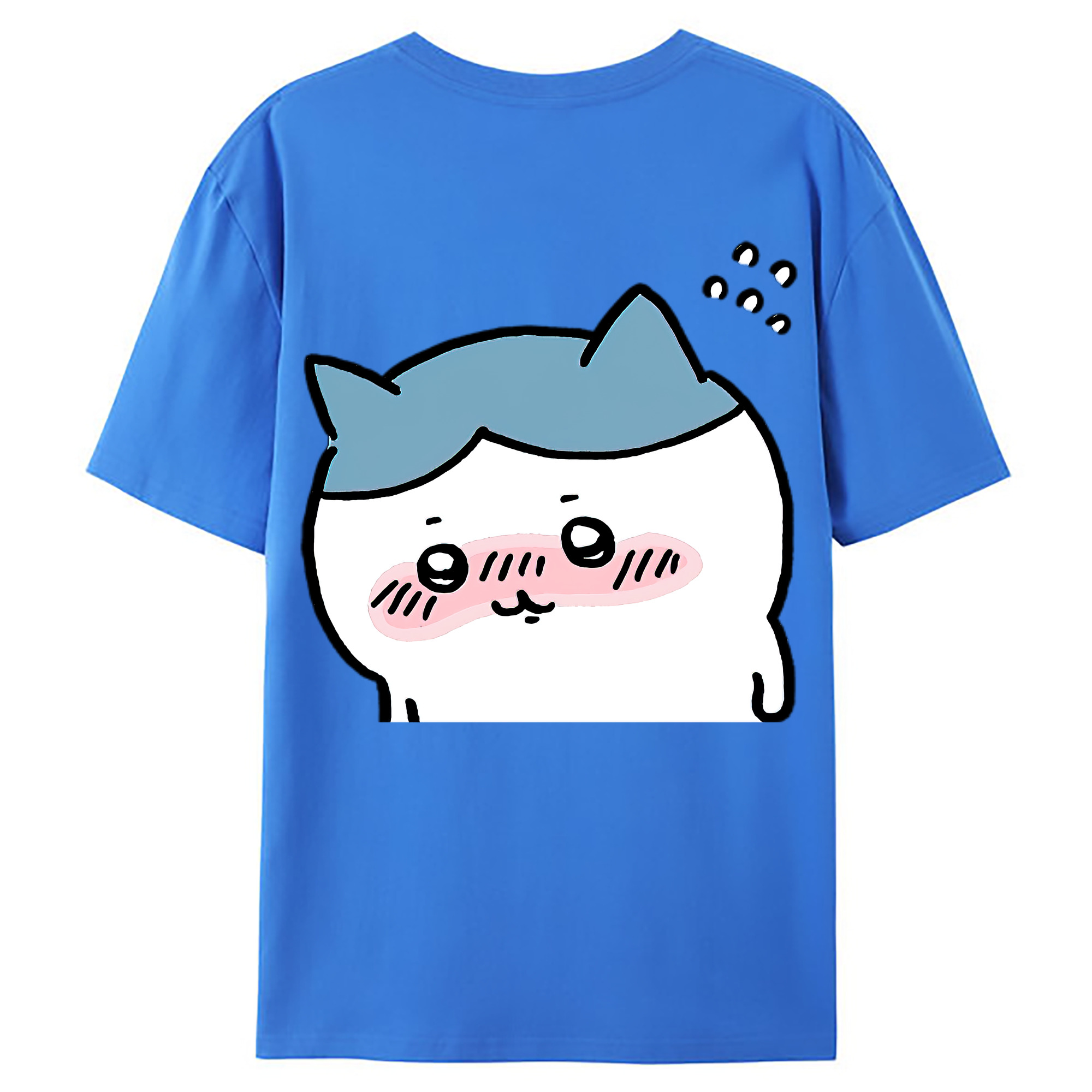（画像用） ちいかわ ハチワレ Chii-kawa hachiware 綿100％ メンズ半袖Tシャツ（バックプリント） 通気性