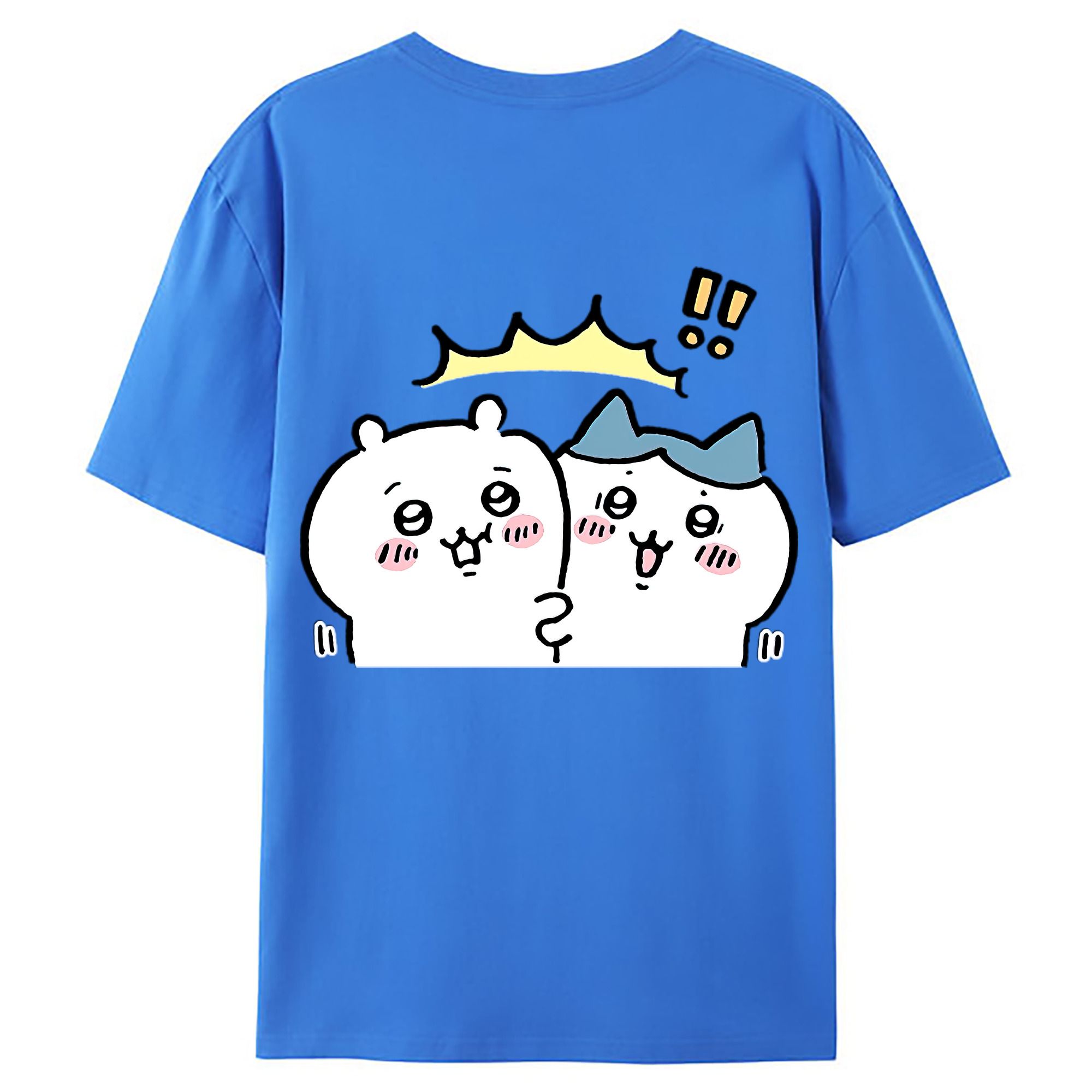 （画像用） ちいかわ ハチワレ Chii-kawa hachiware 綿100％ メンズ半袖Tシャツ（バックプリント） 通気性
