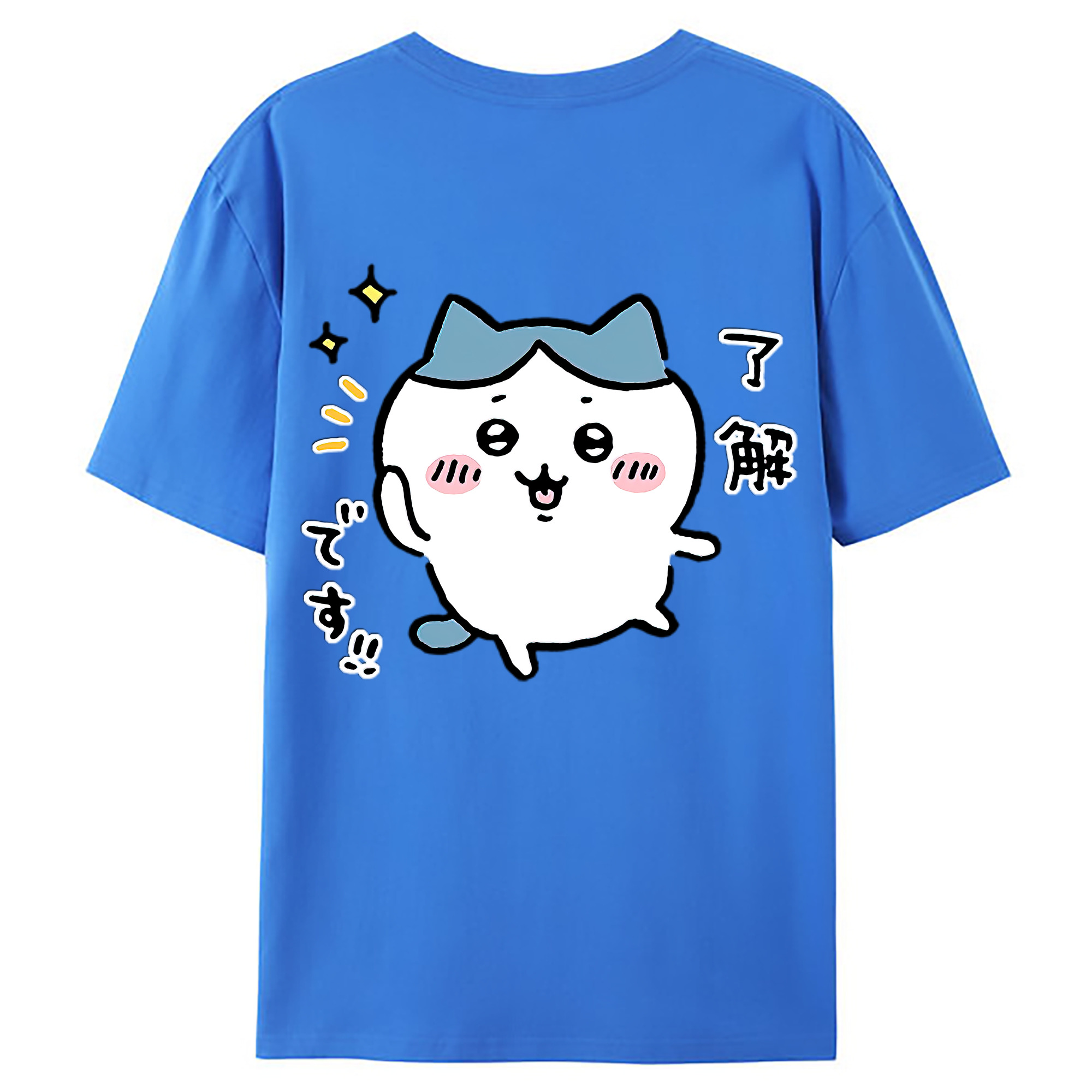 （画像用） ちいかわ ハチワレ Chii-kawa hachiware 綿100％ メンズ半袖Tシャツ（バックプリント） 通気性