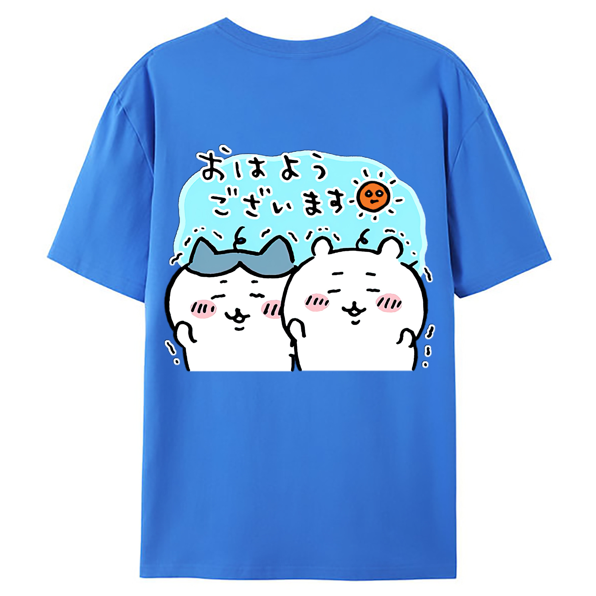 （画像用） ちいかわ ハチワレ Chii-kawa hachiware 綿100％ メンズ半袖Tシャツ（バックプリント） 通気性