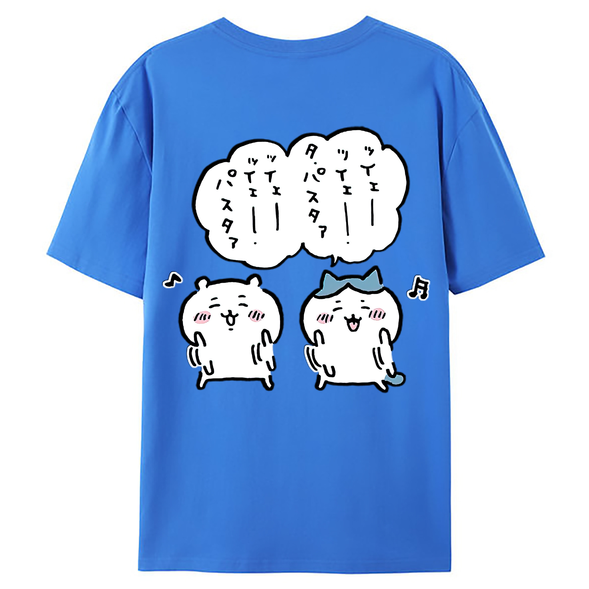 （画像用） ちいかわ ハチワレ Chii-kawa hachiware 綿100％ メンズ半袖Tシャツ（バックプリント） 通気性