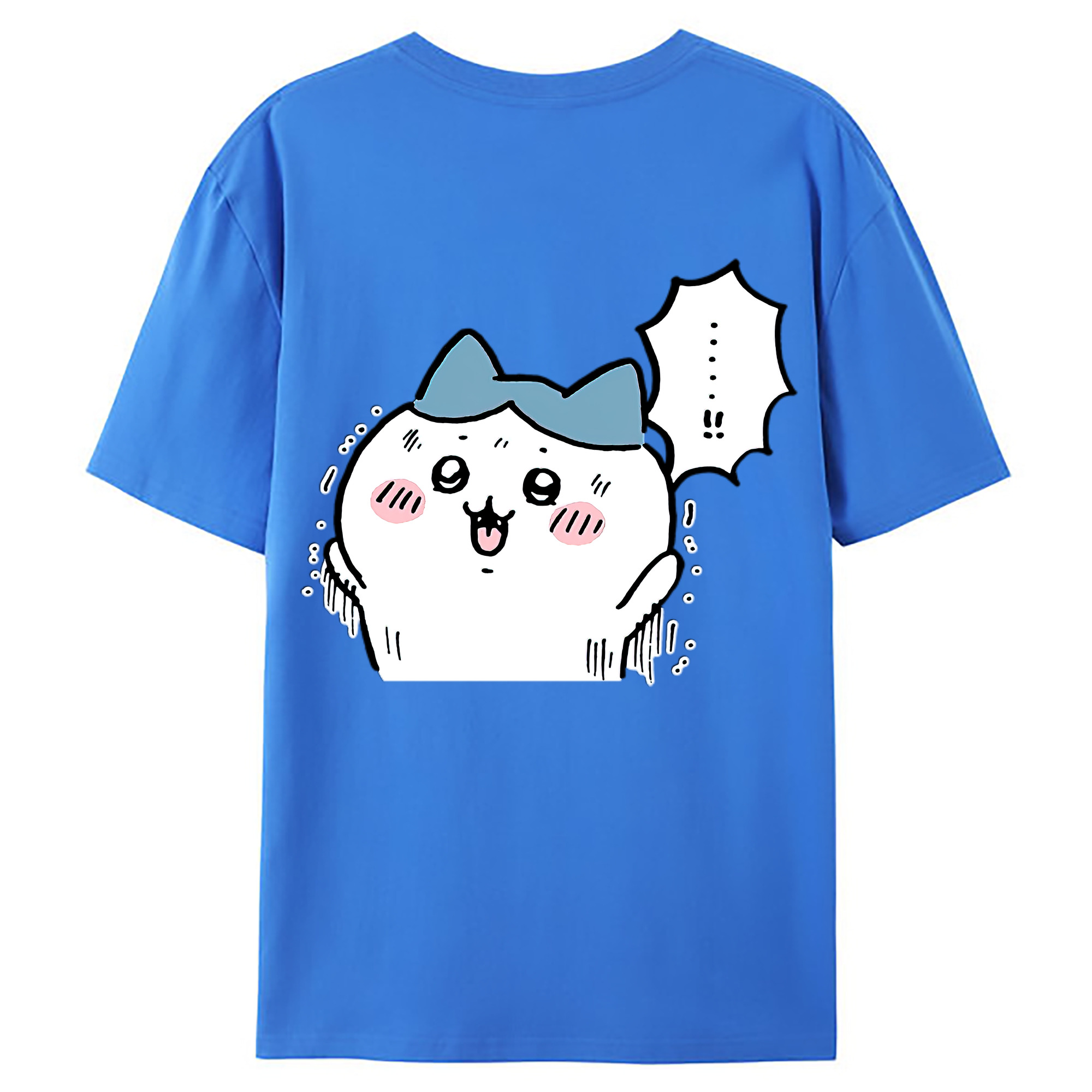 （画像用） ちいかわ ハチワレ Chii-kawa hachiware 綿100％ メンズ半袖Tシャツ（バックプリント） 通気性