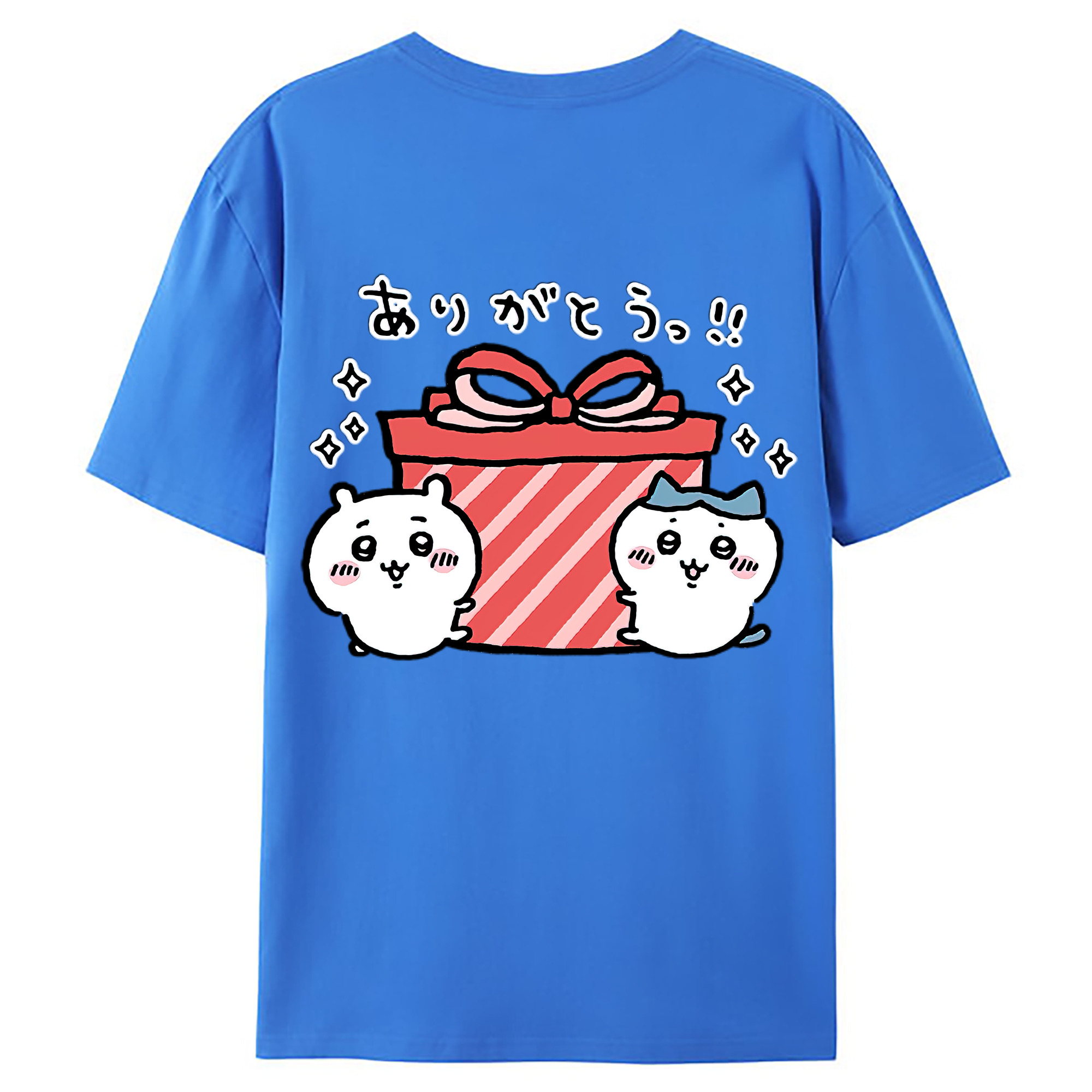 （画像用） ちいかわ ハチワレ Chii-kawa hachiware 綿100％ メンズ半袖Tシャツ（バックプリント） 通気性