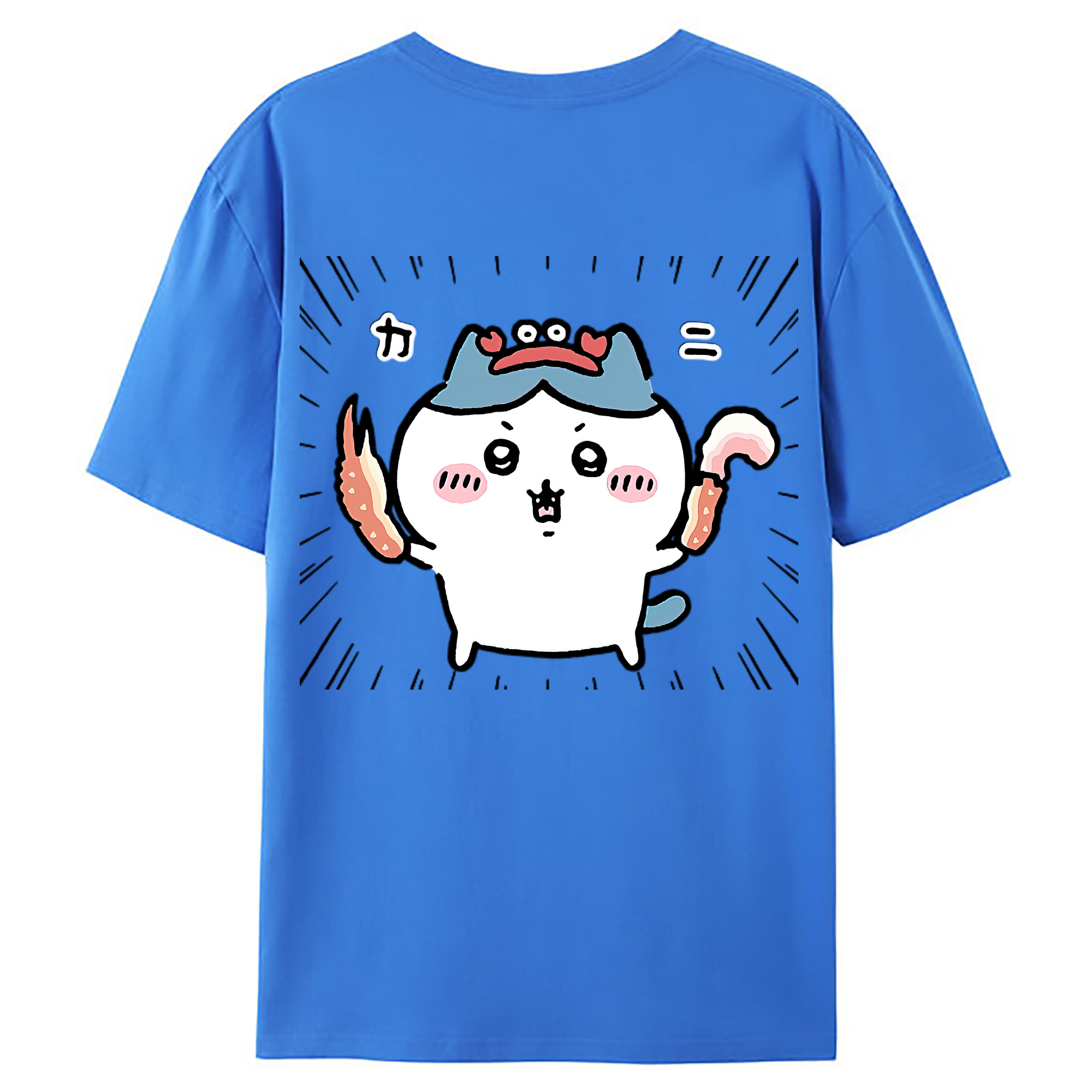 （画像用） ちいかわ ハチワレ Chii-kawa hachiware 綿100％ メンズ半袖Tシャツ（バックプリント） 通気性