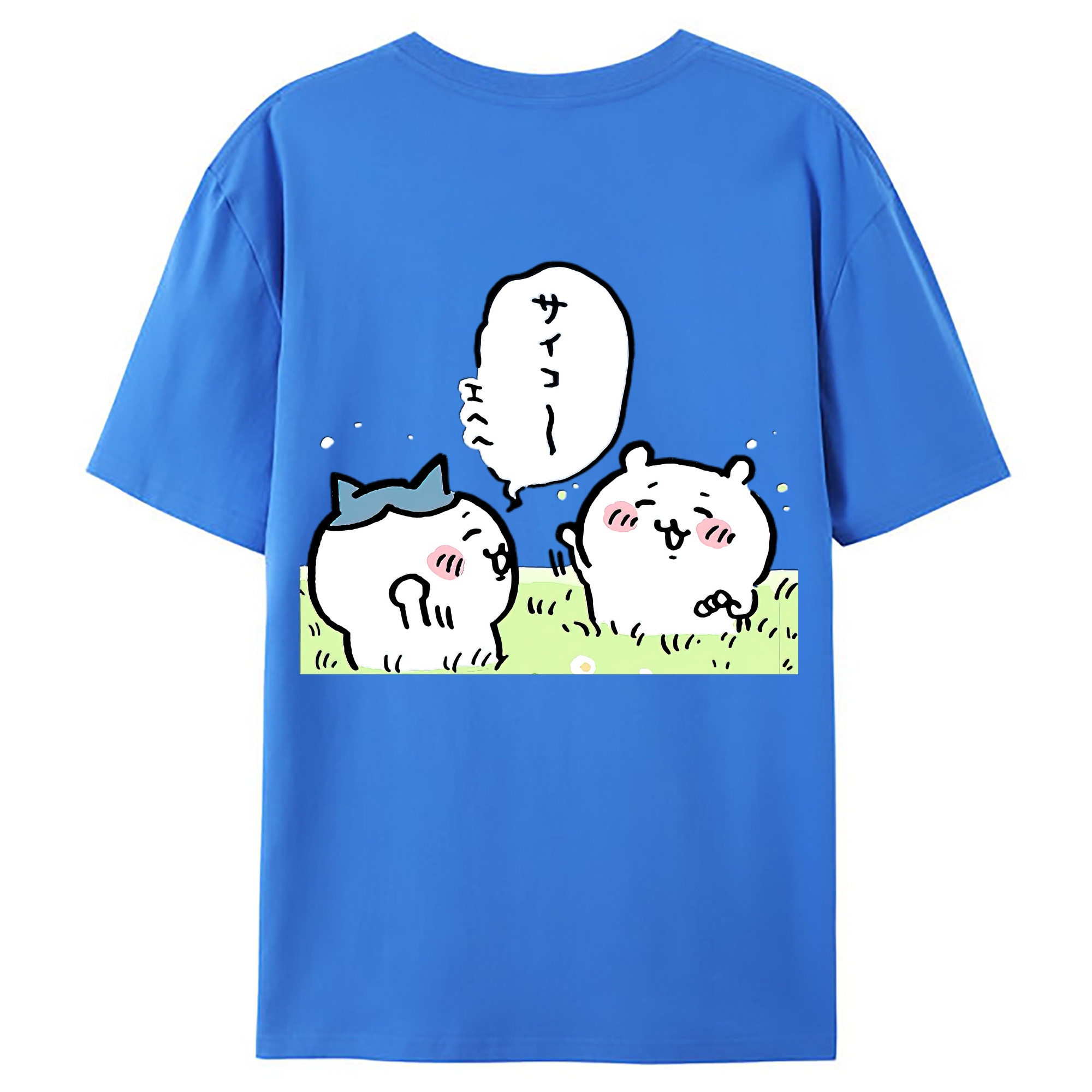 （画像用） ちいかわ ちいかわ Chii-kawa chiikawa 綿100％ メンズ半袖Tシャツ（バックプリント） 通気性