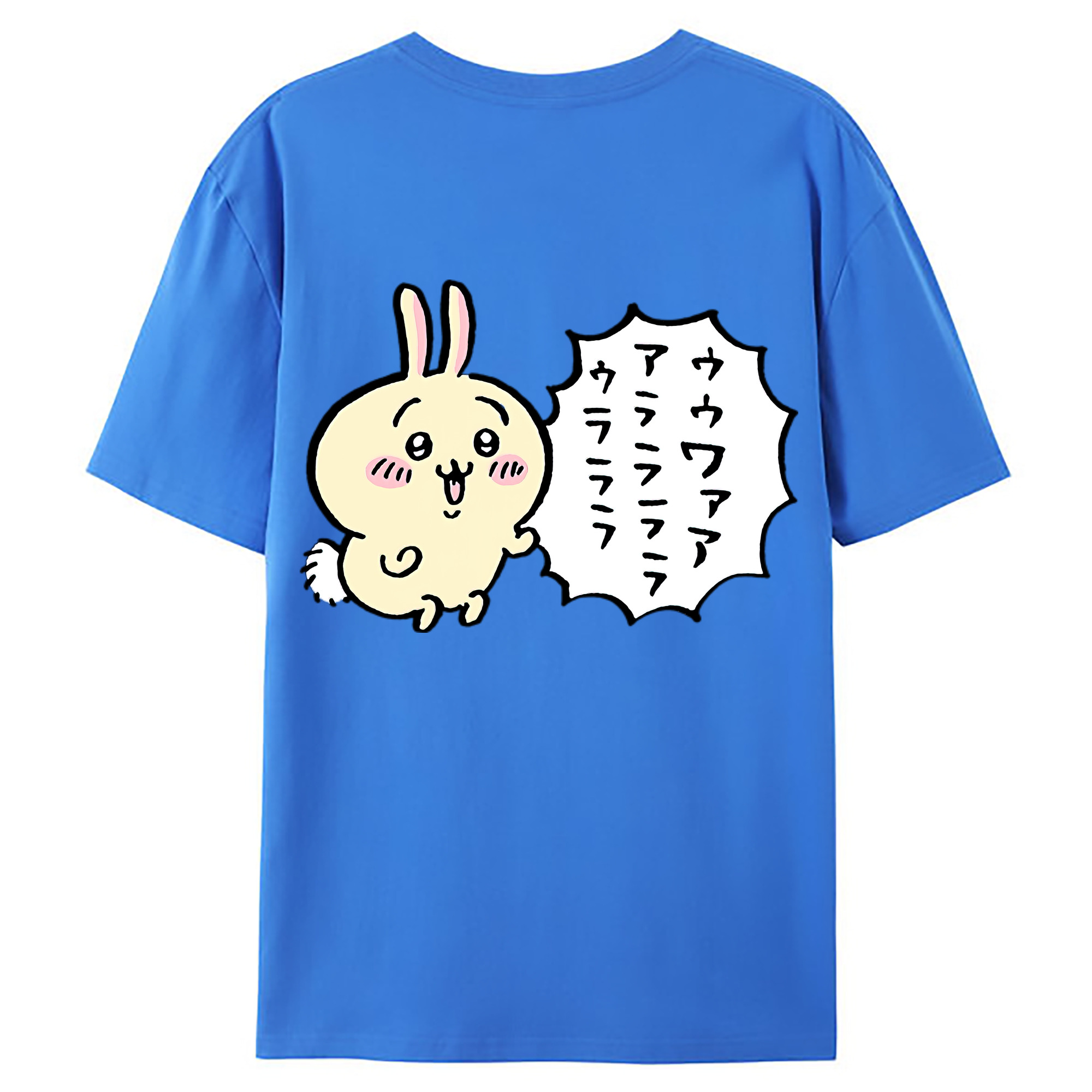 （画像用） ちいかわ うさぎ Chii-kawa usagi 綿100％ メンズ半袖Tシャツ（バックプリント） 通気性