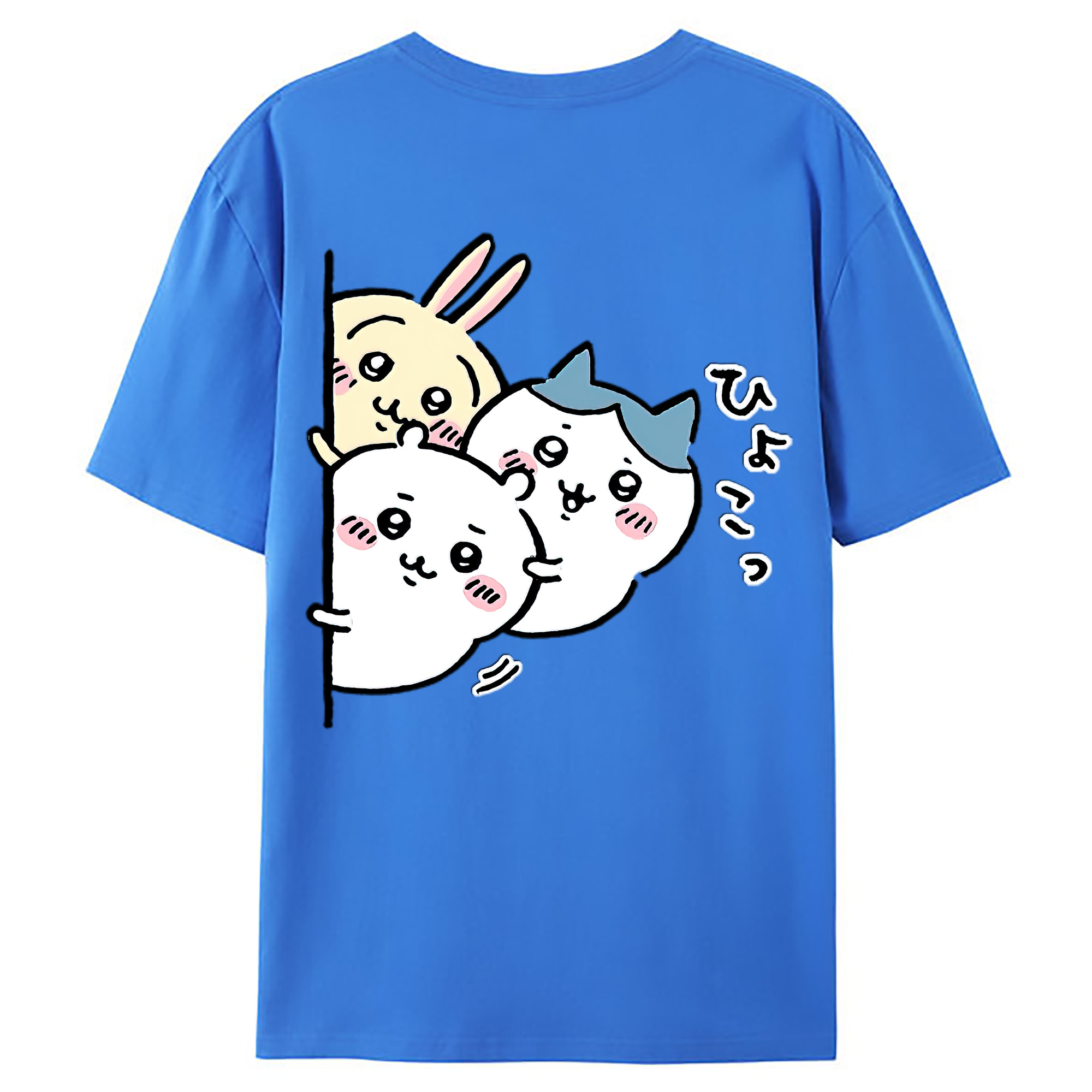 （画像用） ちいかわ うさぎ Chii-kawa usagi 綿100％ メンズ半袖Tシャツ（バックプリント） 通気性