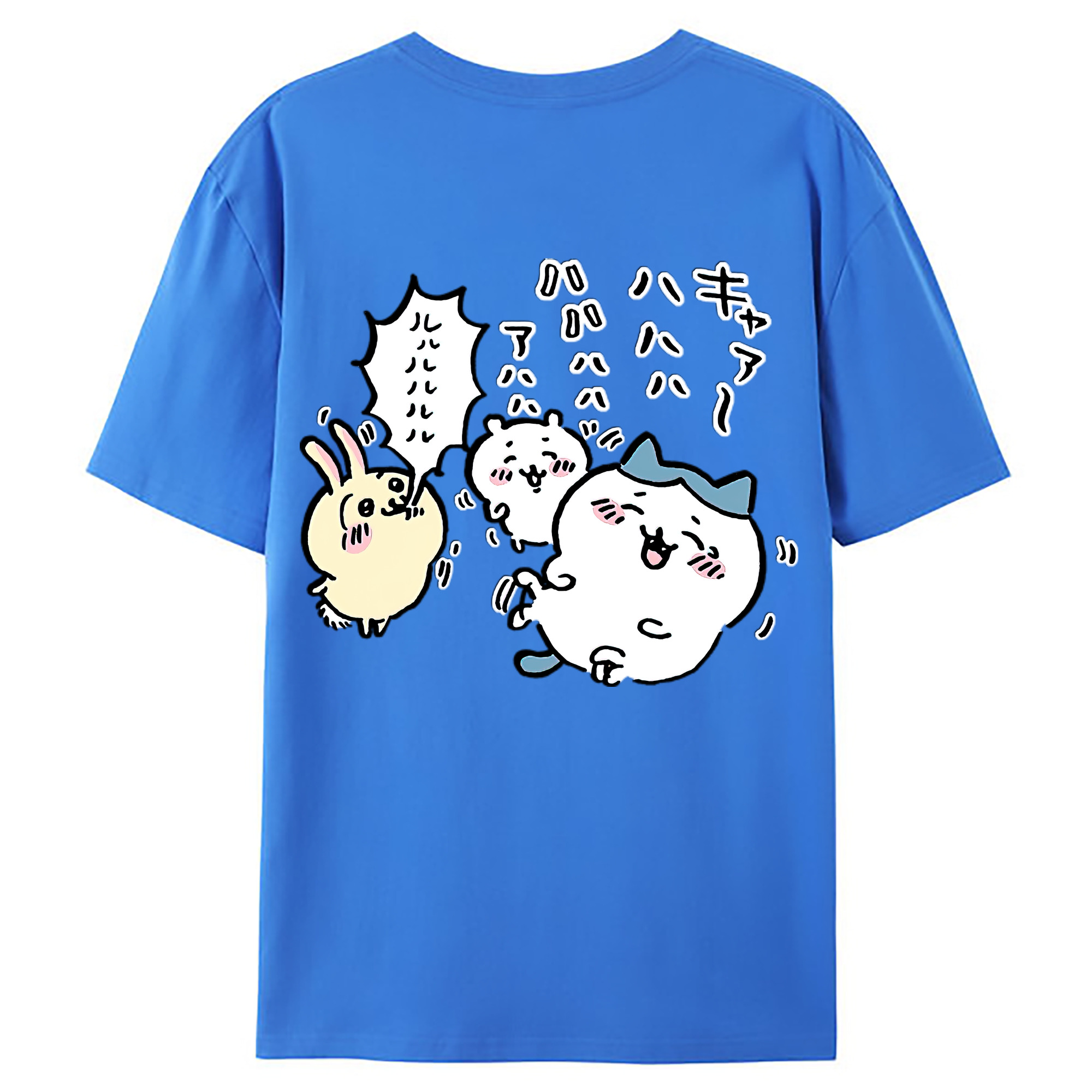 （画像用） ちいかわ うさぎ Chii-kawa usagi 綿100％ メンズ半袖Tシャツ（バックプリント） 通気性