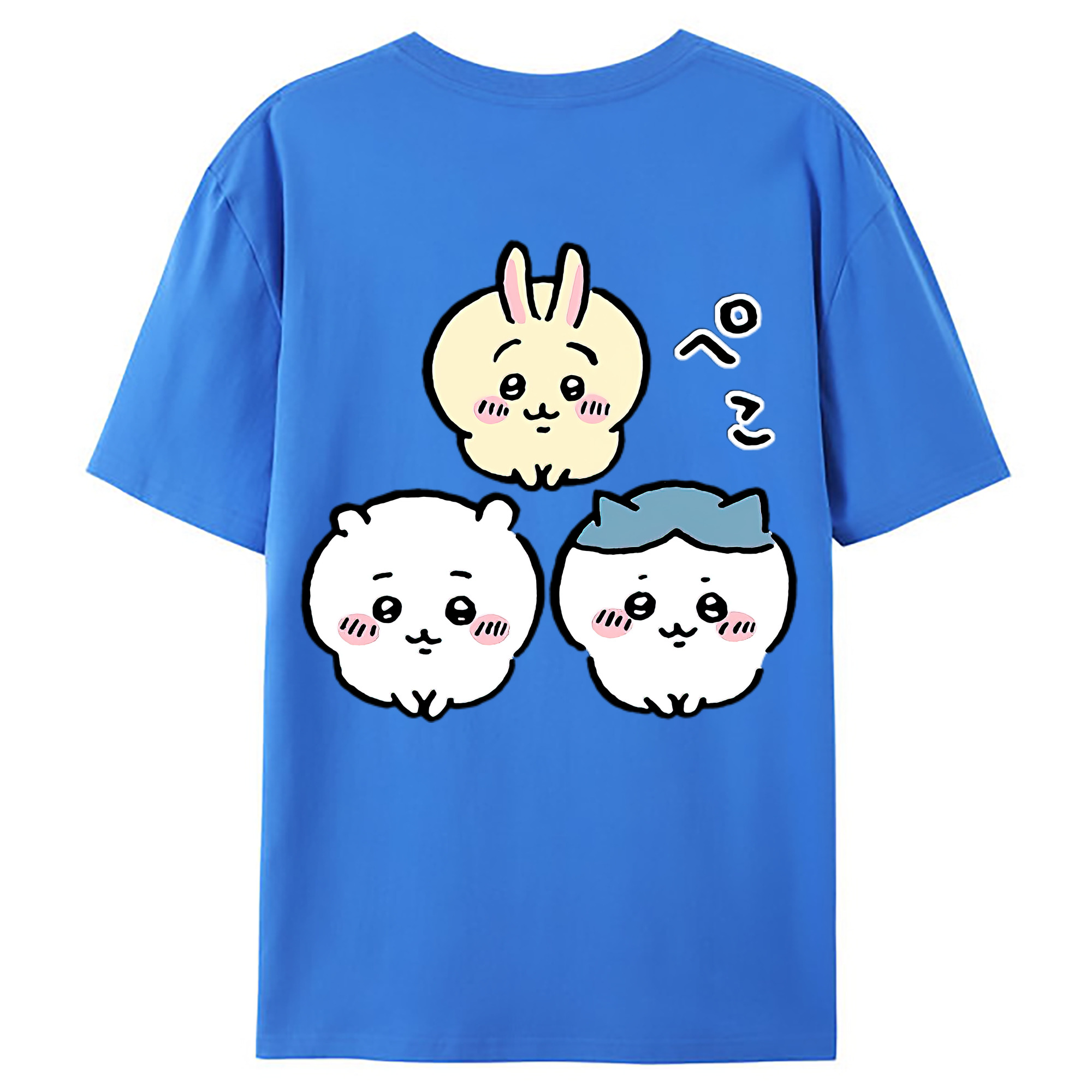 （画像用） ちいかわ うさぎ Chii-kawa usagi 綿100％ メンズ半袖Tシャツ（バックプリント） 通気性