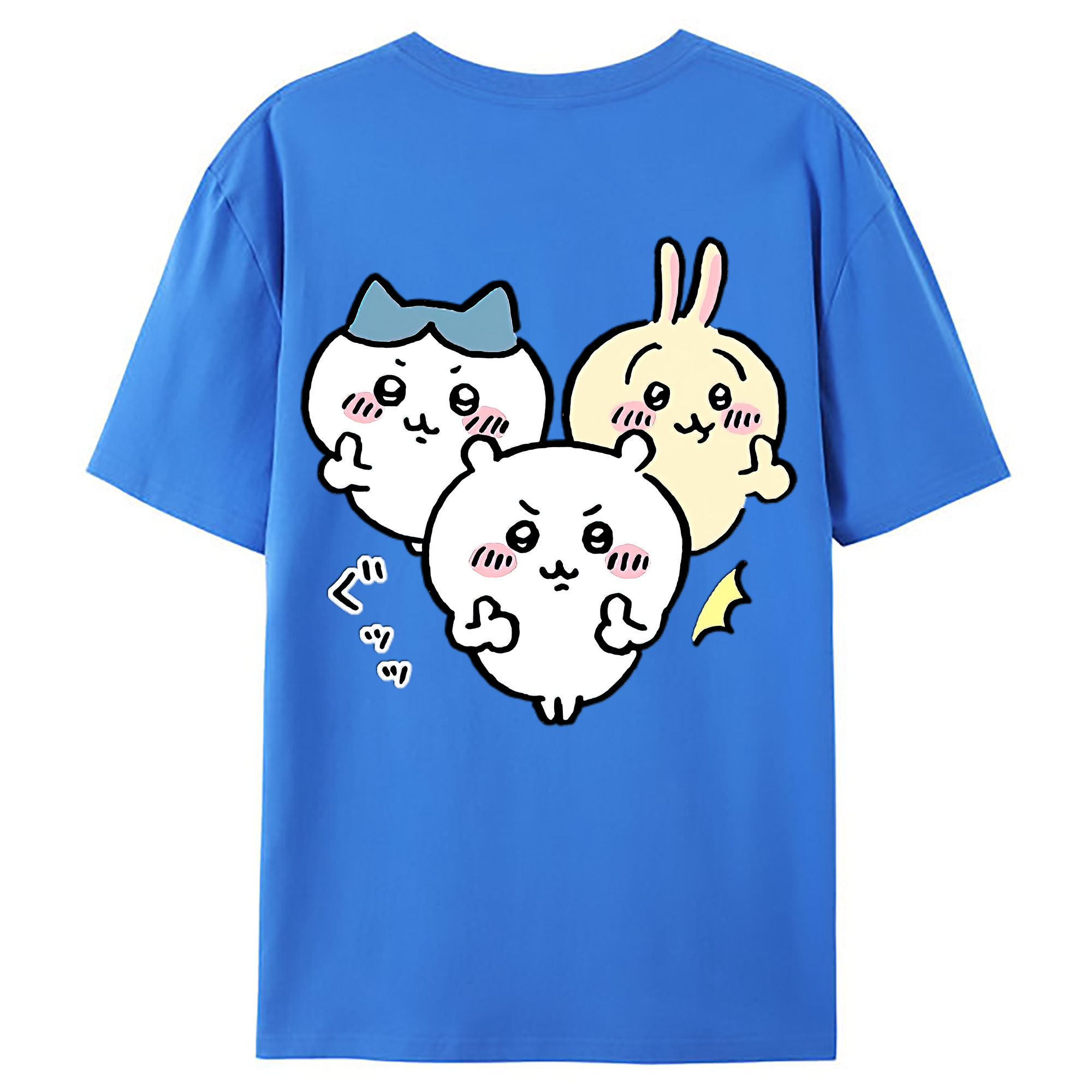 （画像用） ちいかわ うさぎ Chii-kawa usagi 綿100％ メンズ半袖Tシャツ（バックプリント） 通気性