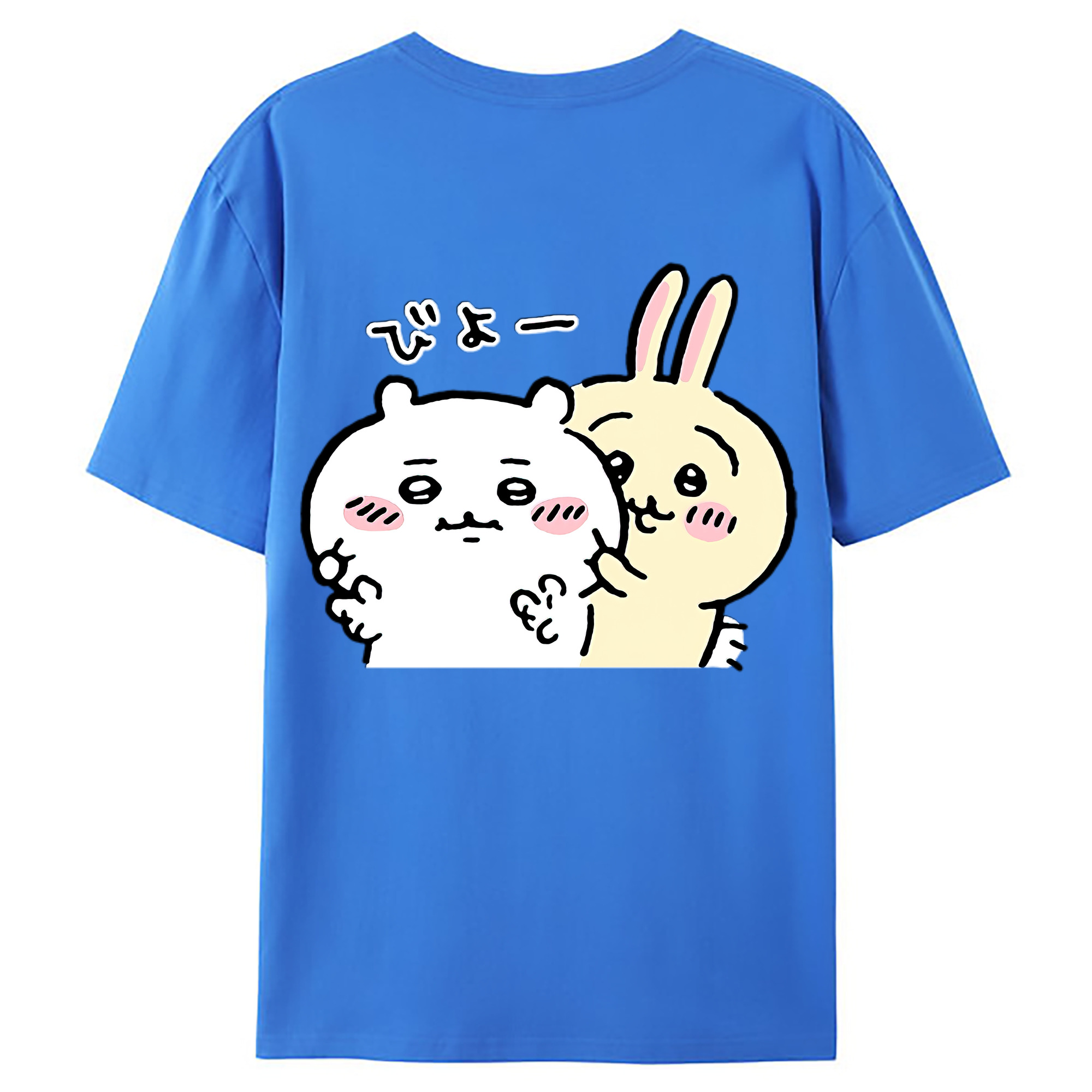 （画像用） ちいかわ うさぎ Chii-kawa usagi 綿100％ メンズ半袖Tシャツ（バックプリント） 通気性