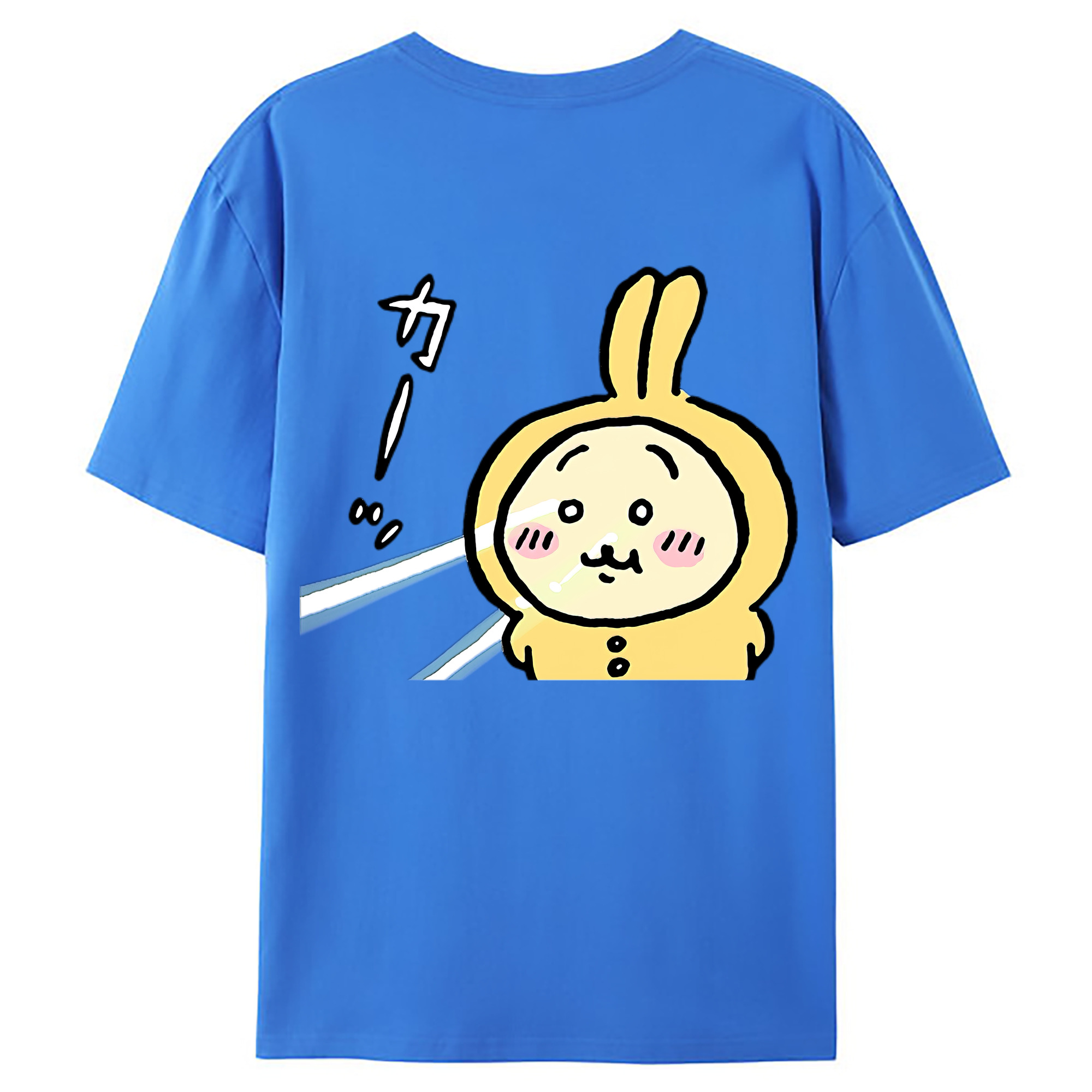 （画像用） ちいかわ うさぎ Chii-kawa usagi 綿100％ メンズ半袖Tシャツ（バックプリント） 通気性