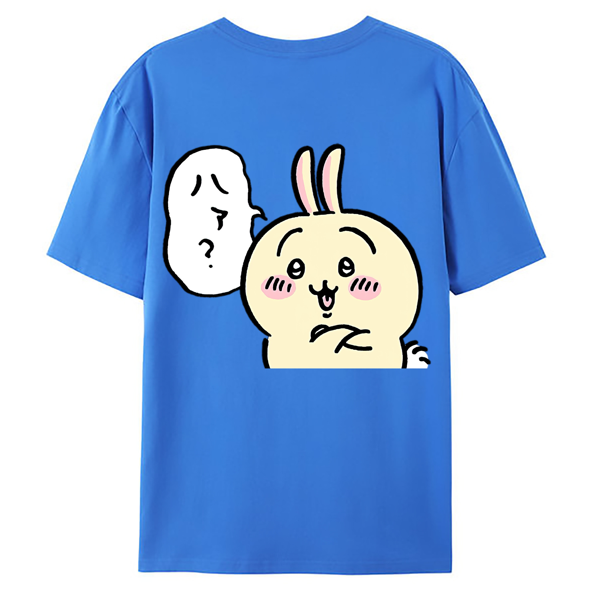 （画像用） ちいかわ うさぎ Chii-kawa usagi 綿100％ メンズ半袖Tシャツ（バックプリント） 通気性