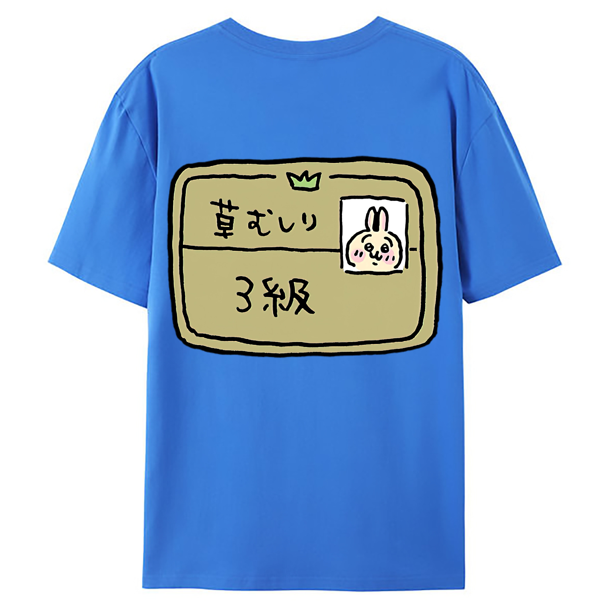 （画像用） ちいかわ うさぎ Chii-kawa usagi 綿100％ メンズ半袖Tシャツ（バックプリント） 通気性