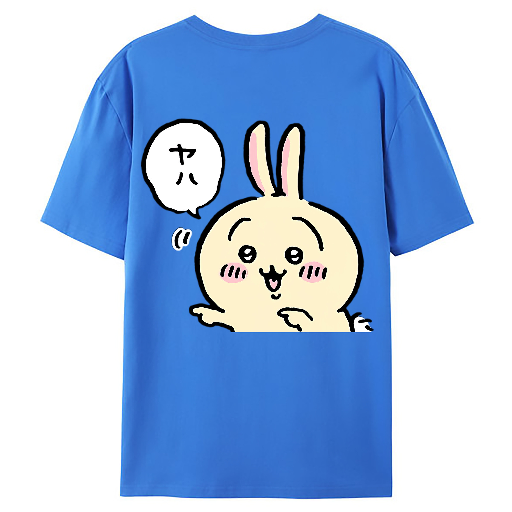 （画像用） ちいかわ うさぎ Chii-kawa usagi 綿100％ メンズ半袖Tシャツ（バックプリント） 通気性