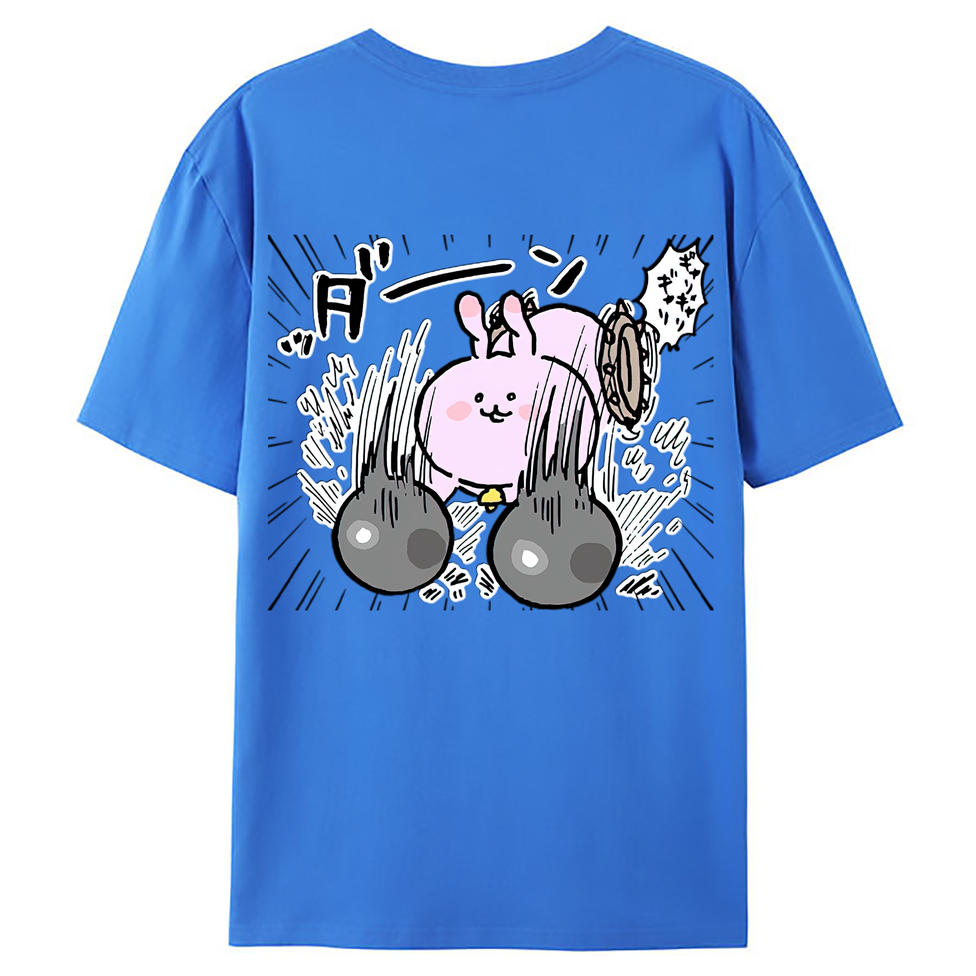（画像用） ちいかわ うさぎ Chii-kawa usagi 綿100％ メンズ半袖Tシャツ（バックプリント） 通気性
