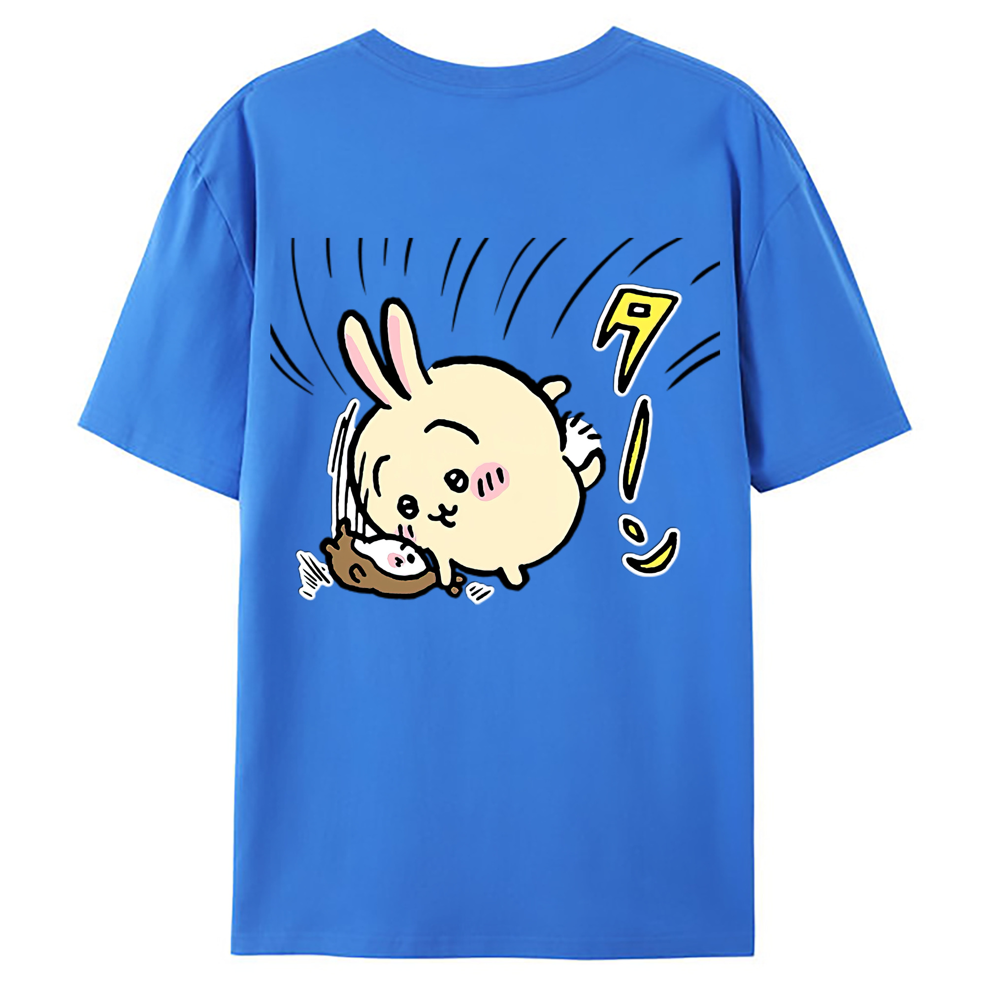 （画像用） ちいかわ うさぎ Chii-kawa usagi 綿100％ メンズ半袖Tシャツ（バックプリント） 通気性