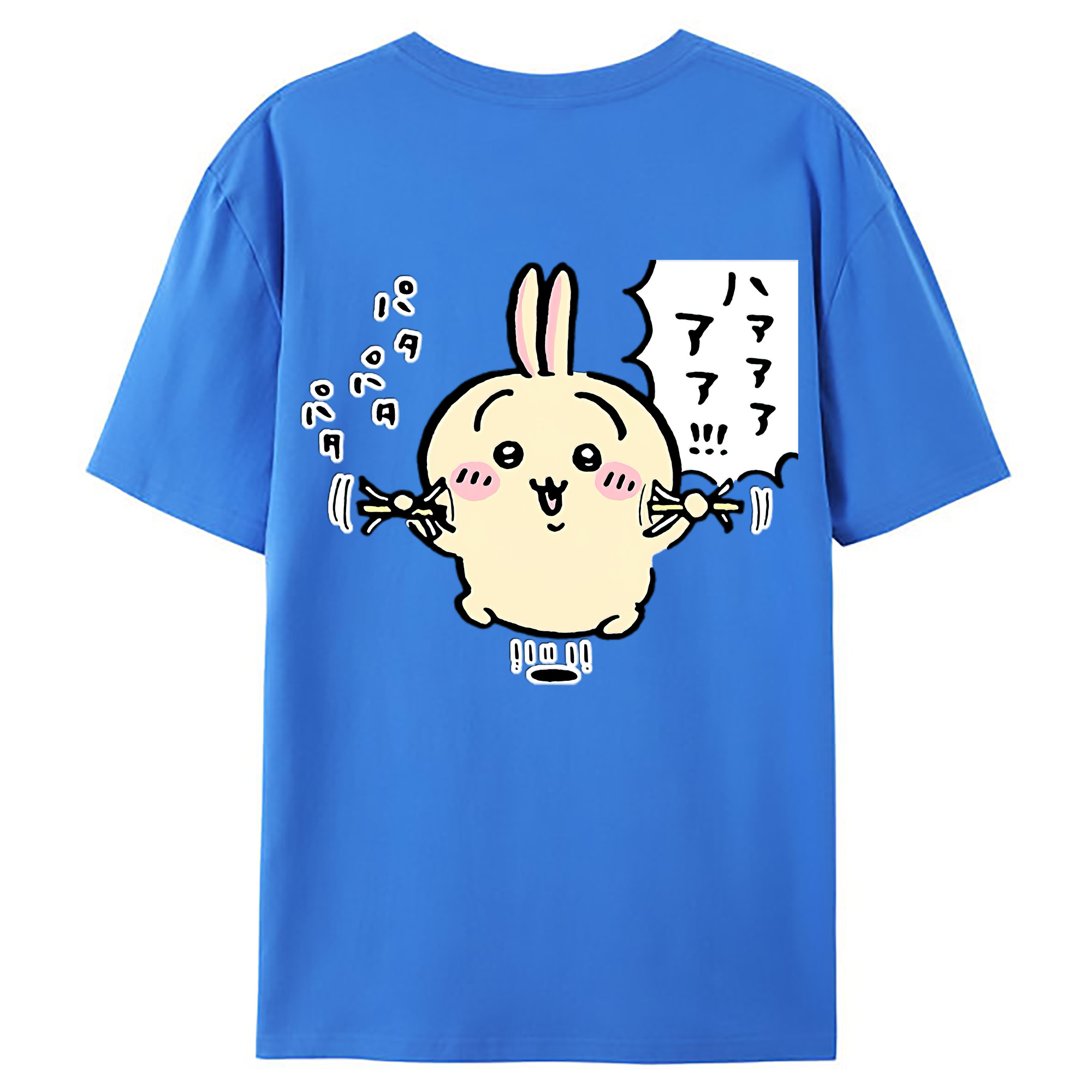 （画像用） ちいかわ うさぎ Chii-kawa usagi 綿100％ メンズ半袖Tシャツ（バックプリント） 通気性