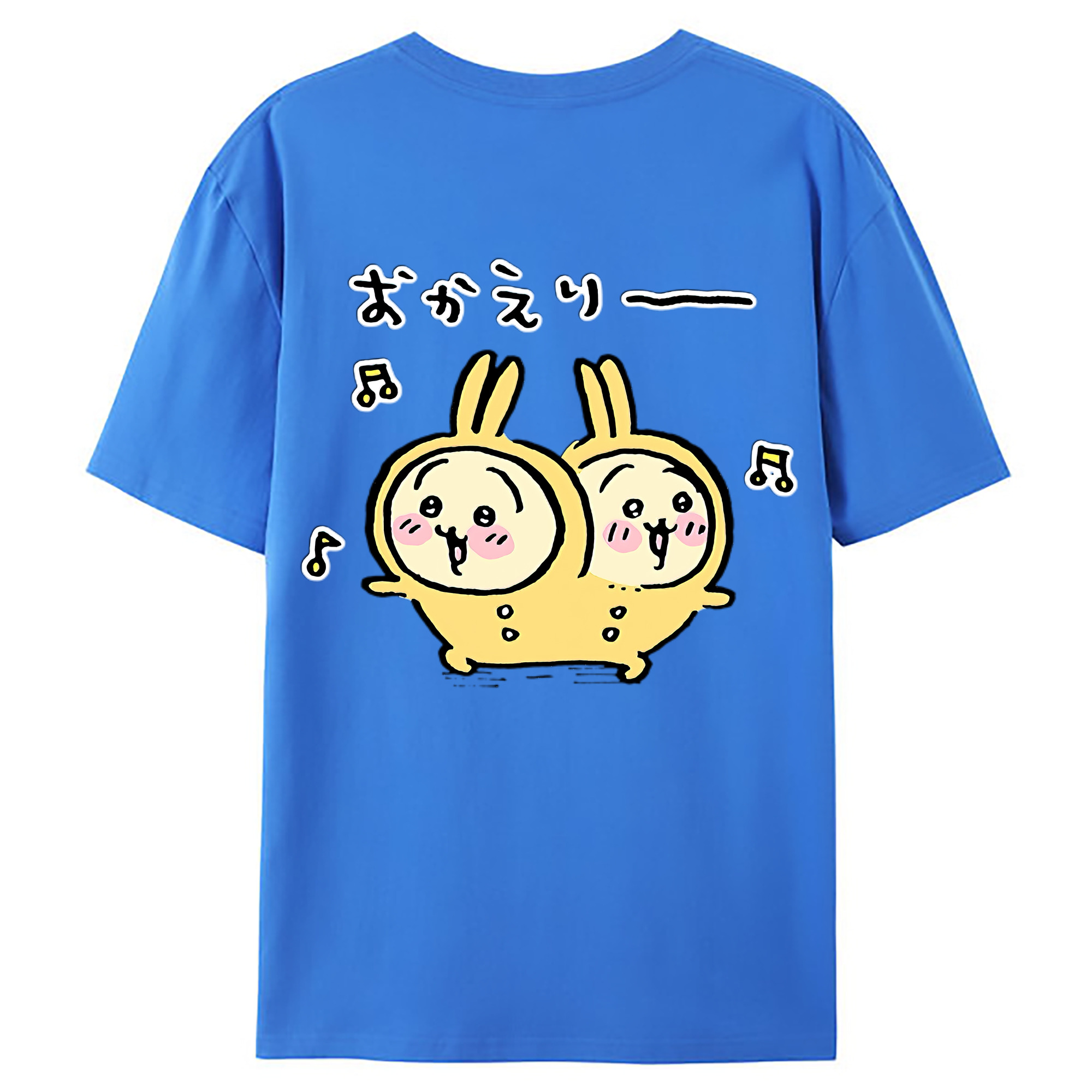 （画像用） ちいかわ うさぎ Chii-kawa usagi 綿100％ メンズ半袖Tシャツ（バックプリント） 通気性