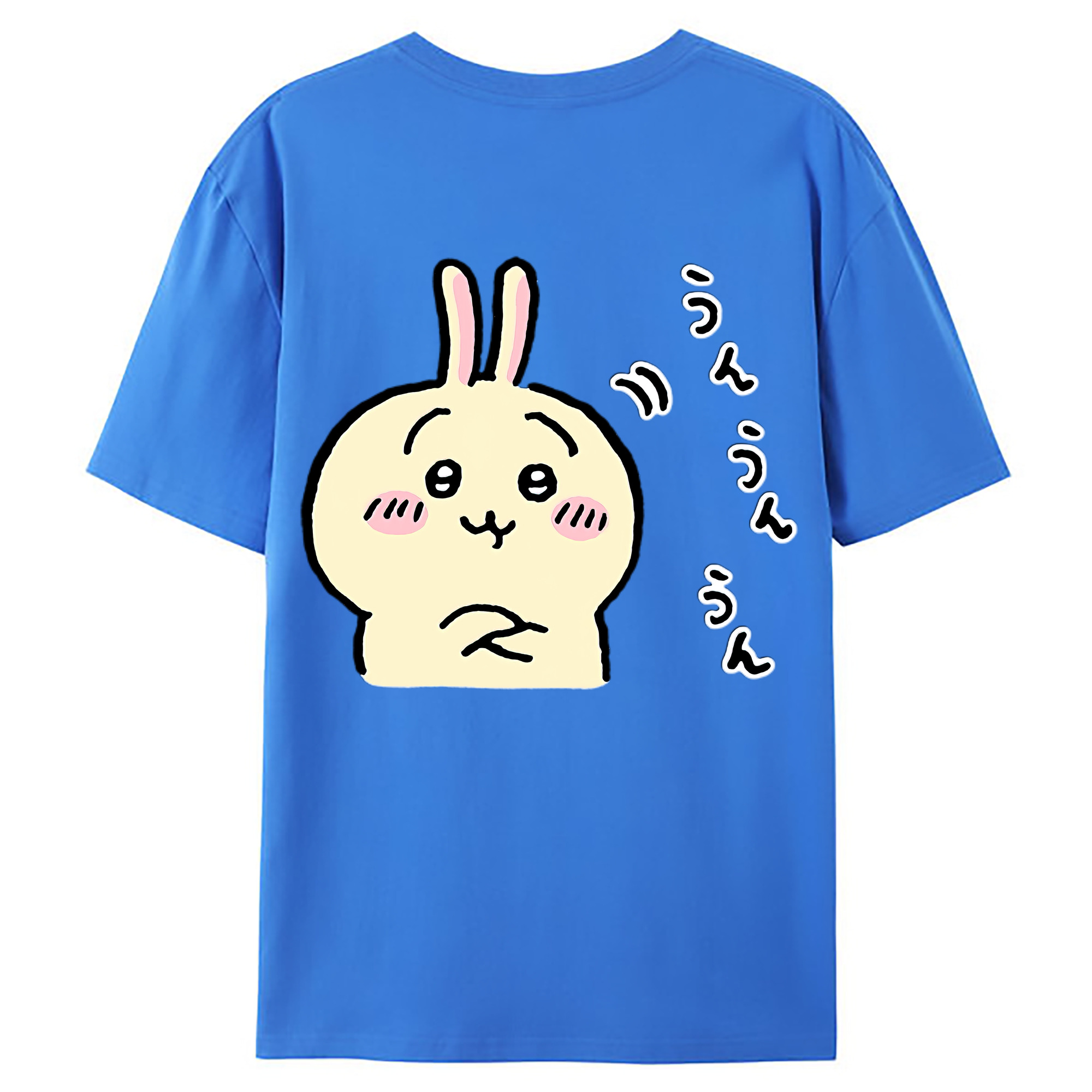 （画像用） ちいかわ うさぎ Chii-kawa usagi 綿100％ メンズ半袖Tシャツ（バックプリント） 通気性