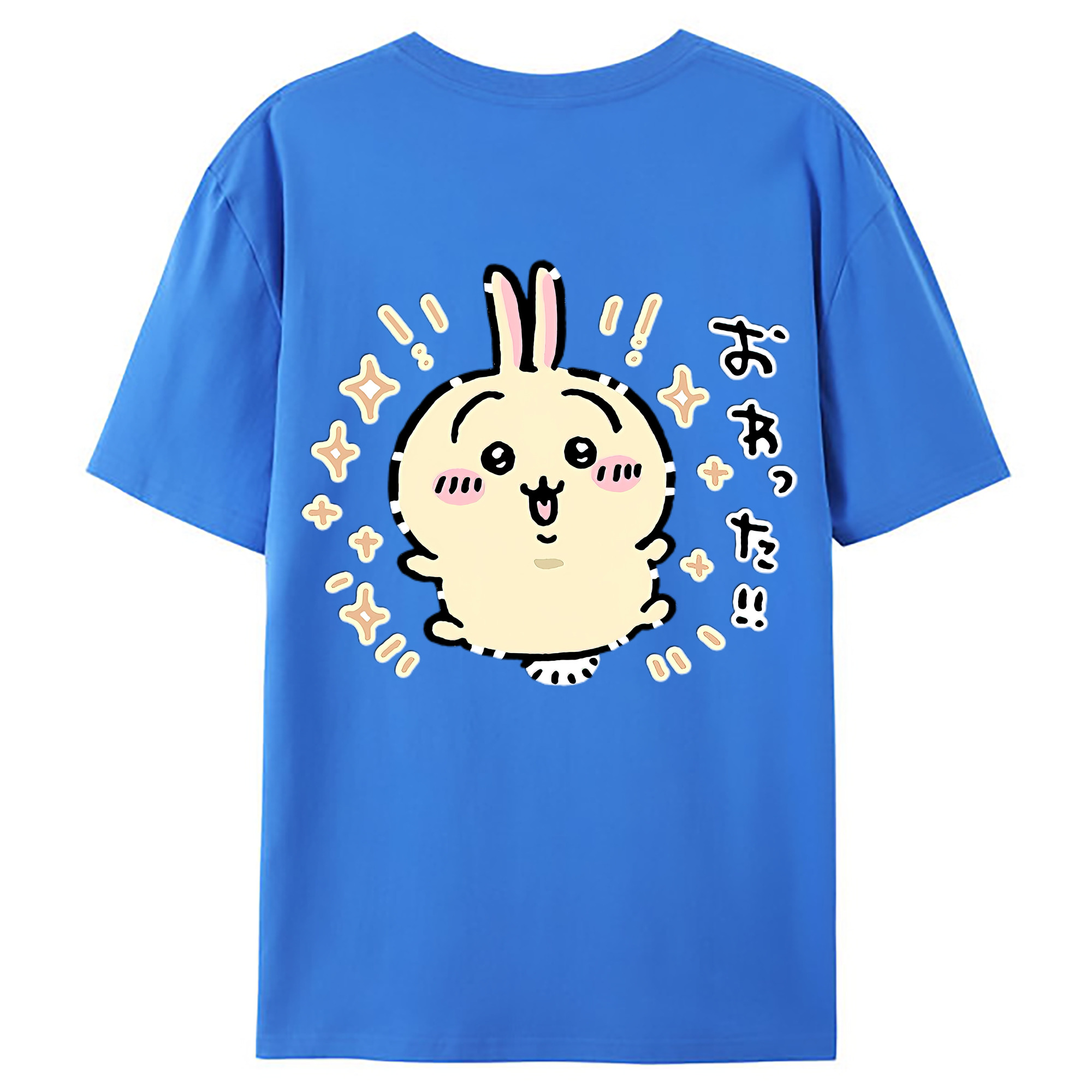 （画像用） ちいかわ うさぎ Chii-kawa usagi 綿100％ メンズ半袖Tシャツ（バックプリント） 通気性