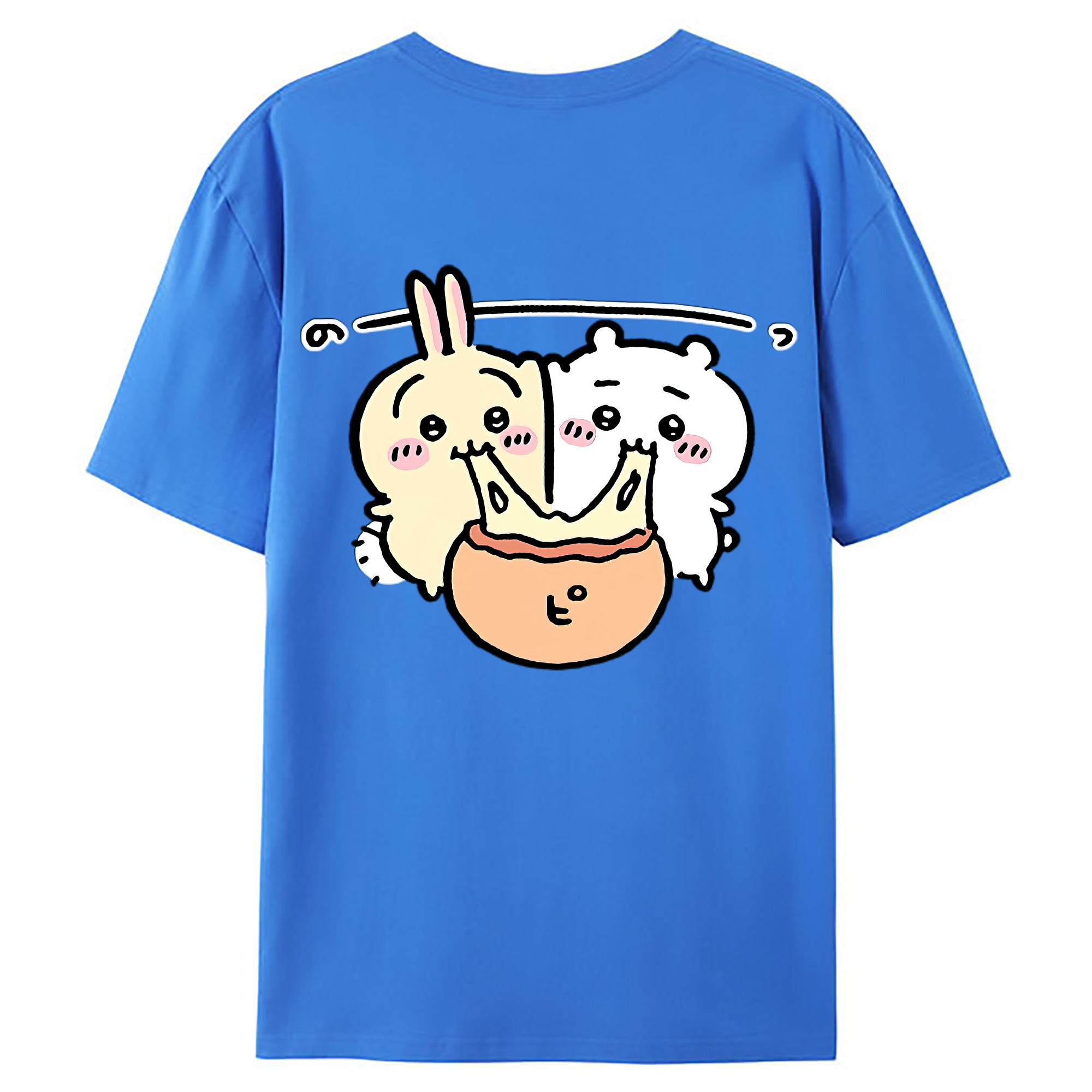 （画像用） ちいかわ うさぎ Chii-kawa usagi 綿100％ メンズ半袖Tシャツ（バックプリント） 通気性