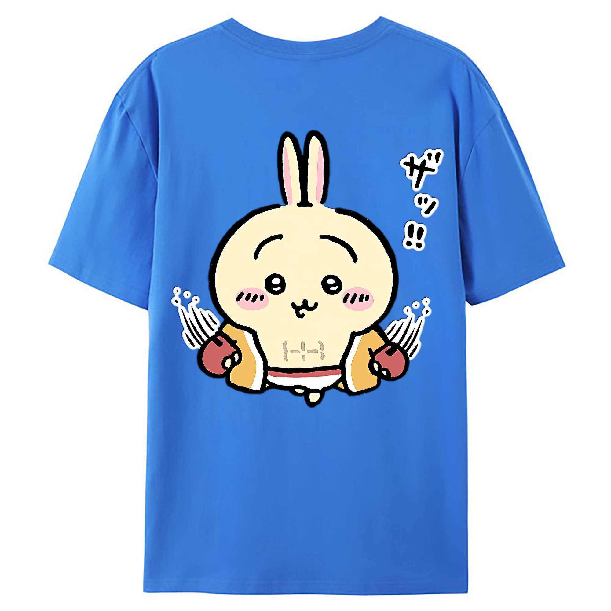 （画像用） ちいかわ うさぎ Chii-kawa usagi 綿100％ メンズ半袖Tシャツ（バックプリント） 通気性