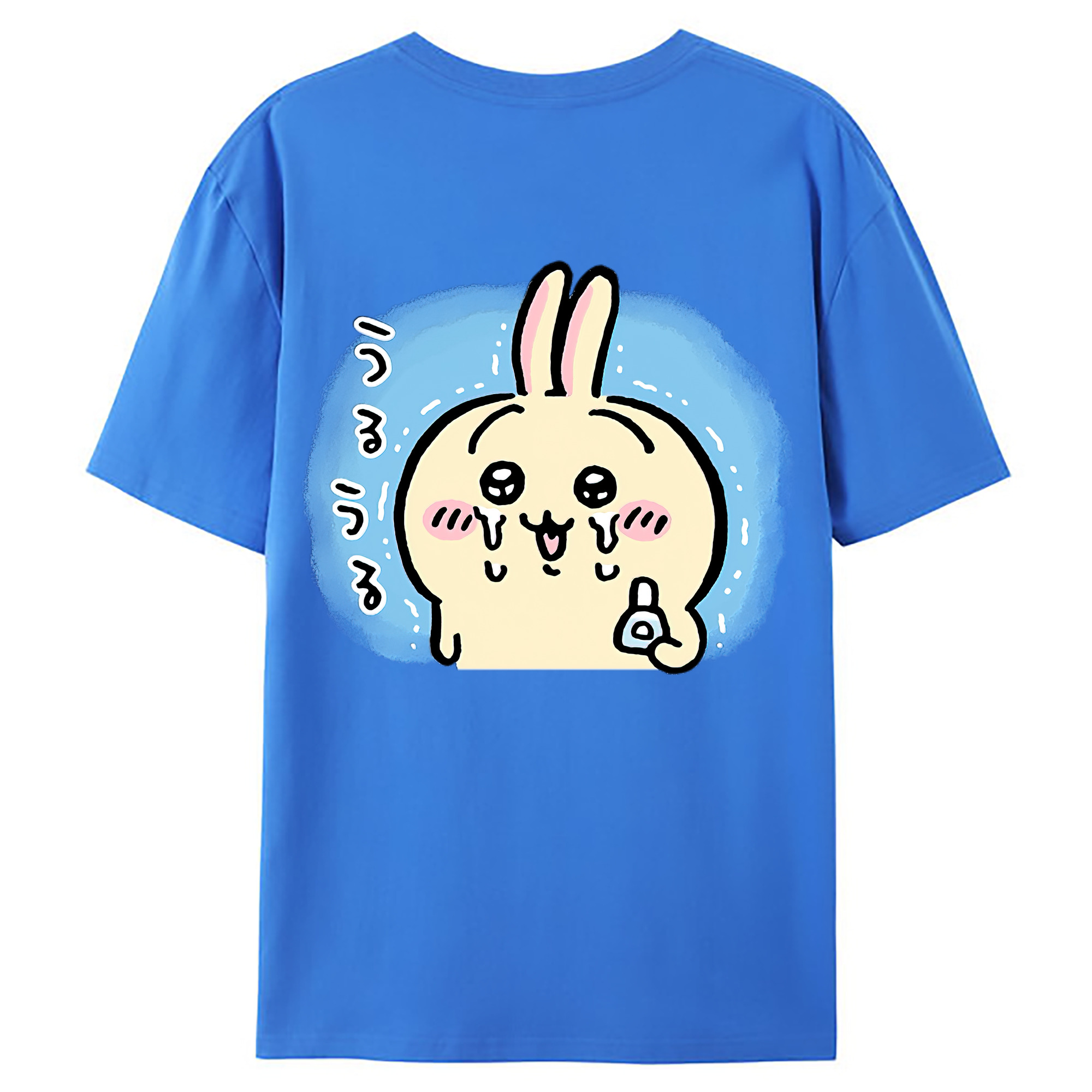 （画像用） ちいかわ うさぎ Chii-kawa usagi 綿100％ メンズ半袖Tシャツ（バックプリント） 通気性