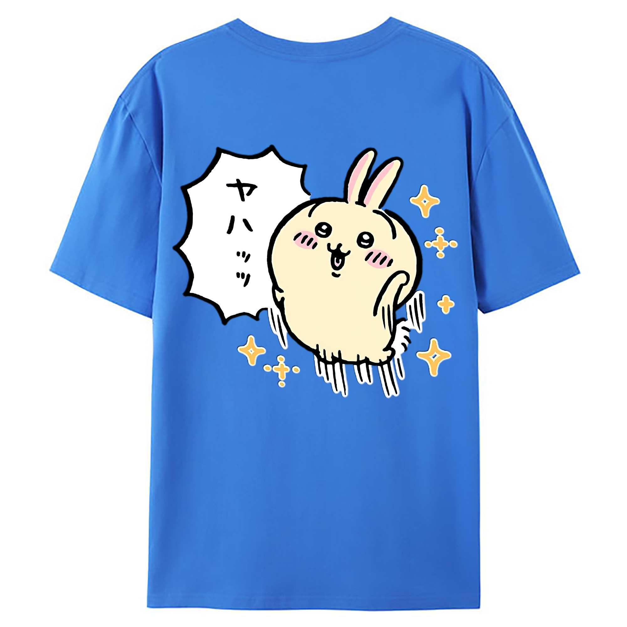 （画像用） ちいかわ うさぎ Chii-kawa usagi 綿100％ メンズ半袖Tシャツ（バックプリント） 通気性