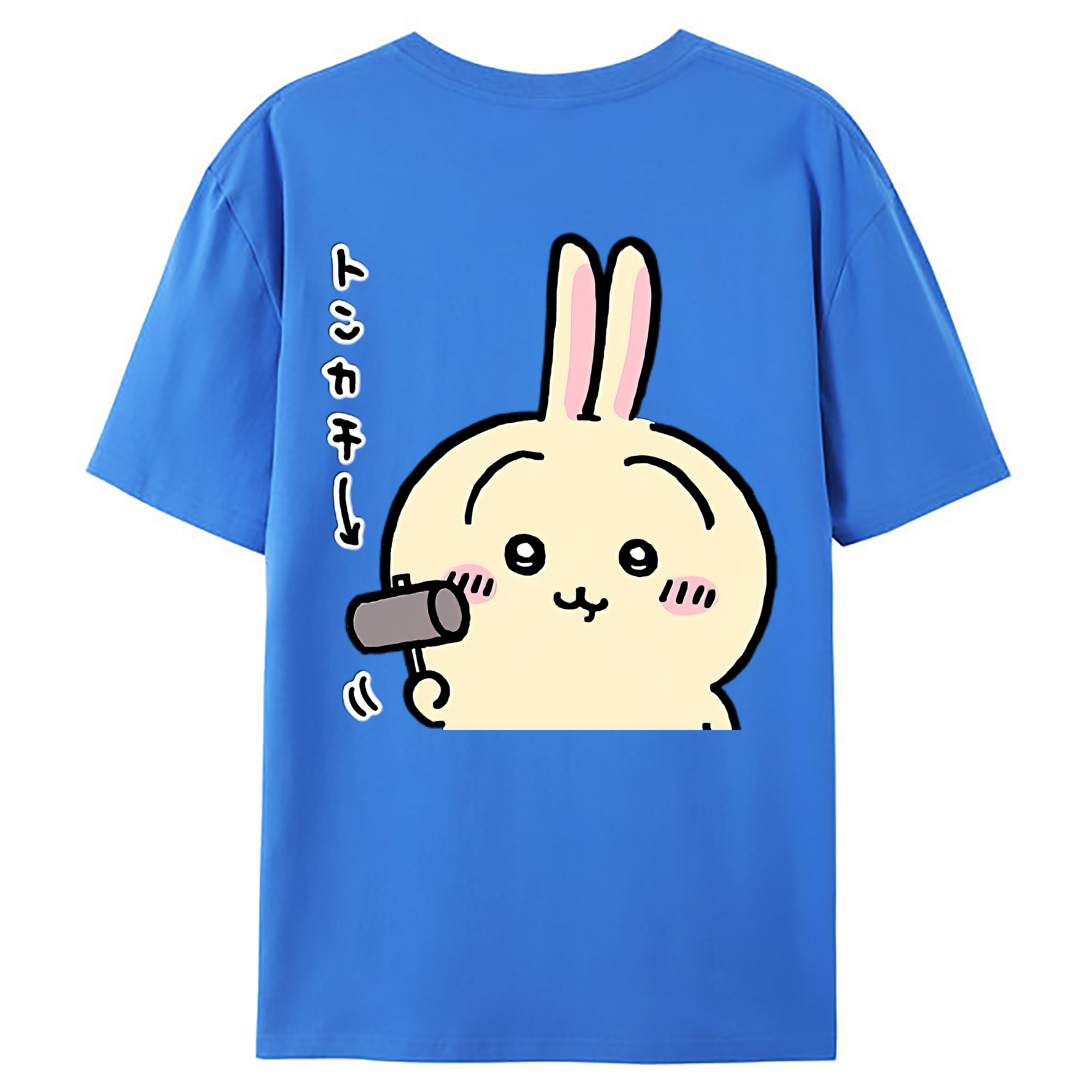 （画像用） ちいかわ うさぎ Chii-kawa usagi 綿100％ メンズ半袖Tシャツ（バックプリント） 通気性