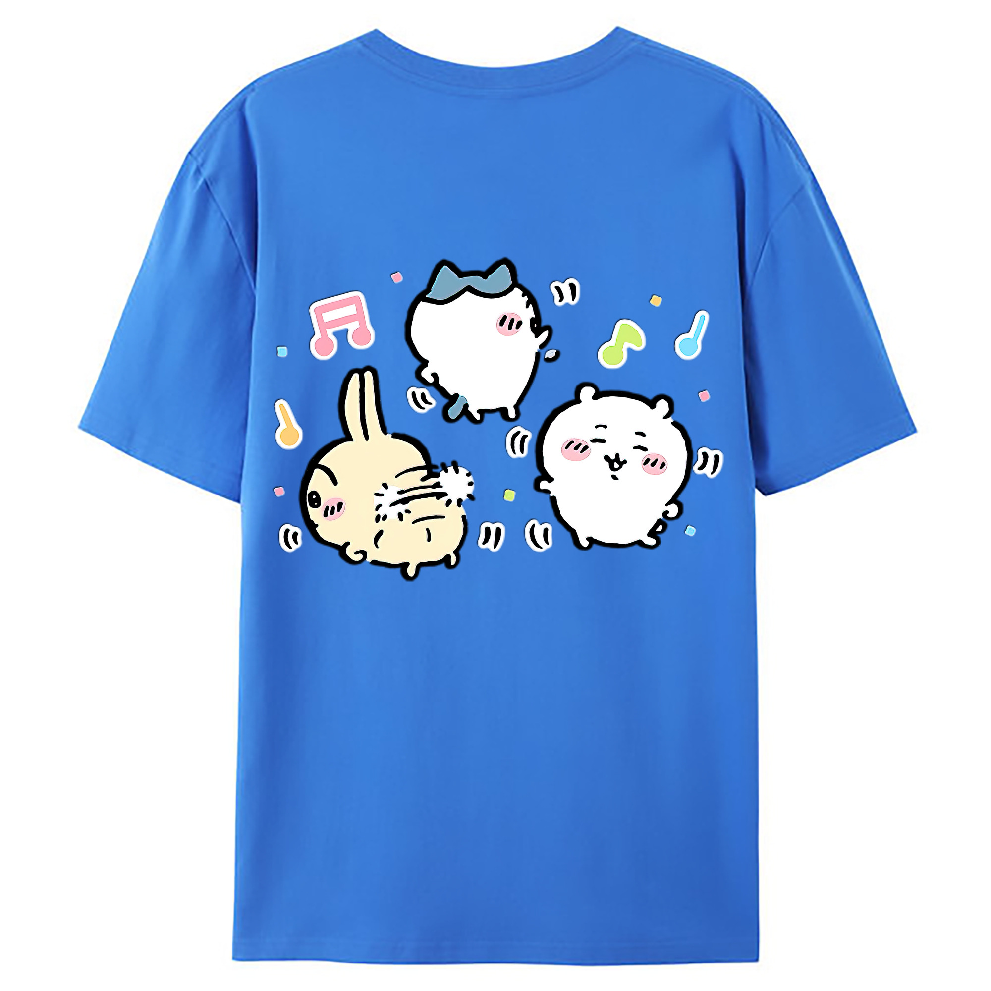 （画像用） ちいかわ うさぎ Chii-kawa usagi 綿100％ メンズ半袖Tシャツ（バックプリント） 通気性