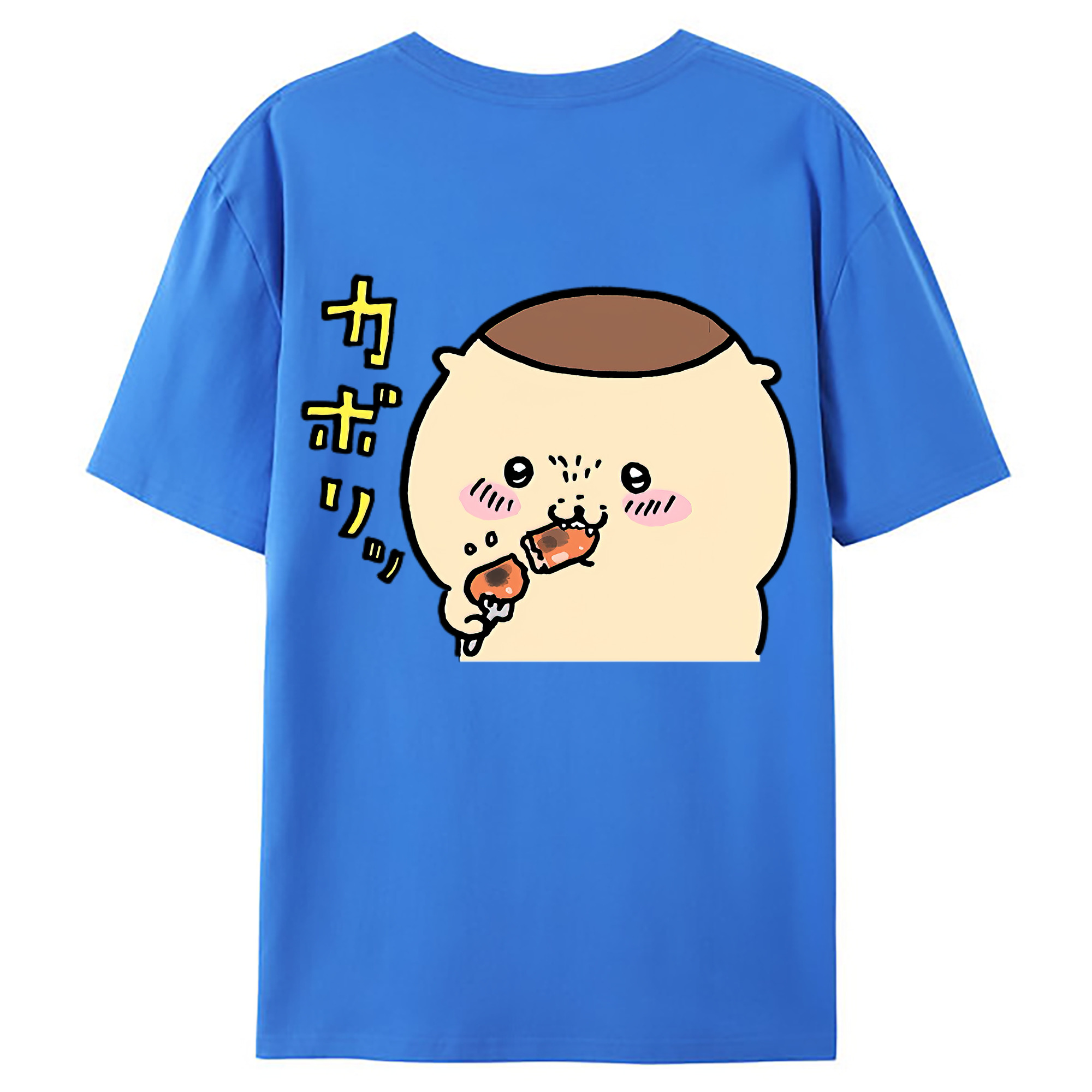 （画像用） ちいかわ くりまんじゅう Chii-kawa kuri manjū 綿100％ メンズ半袖Tシャツ（バックプリント） 通気性