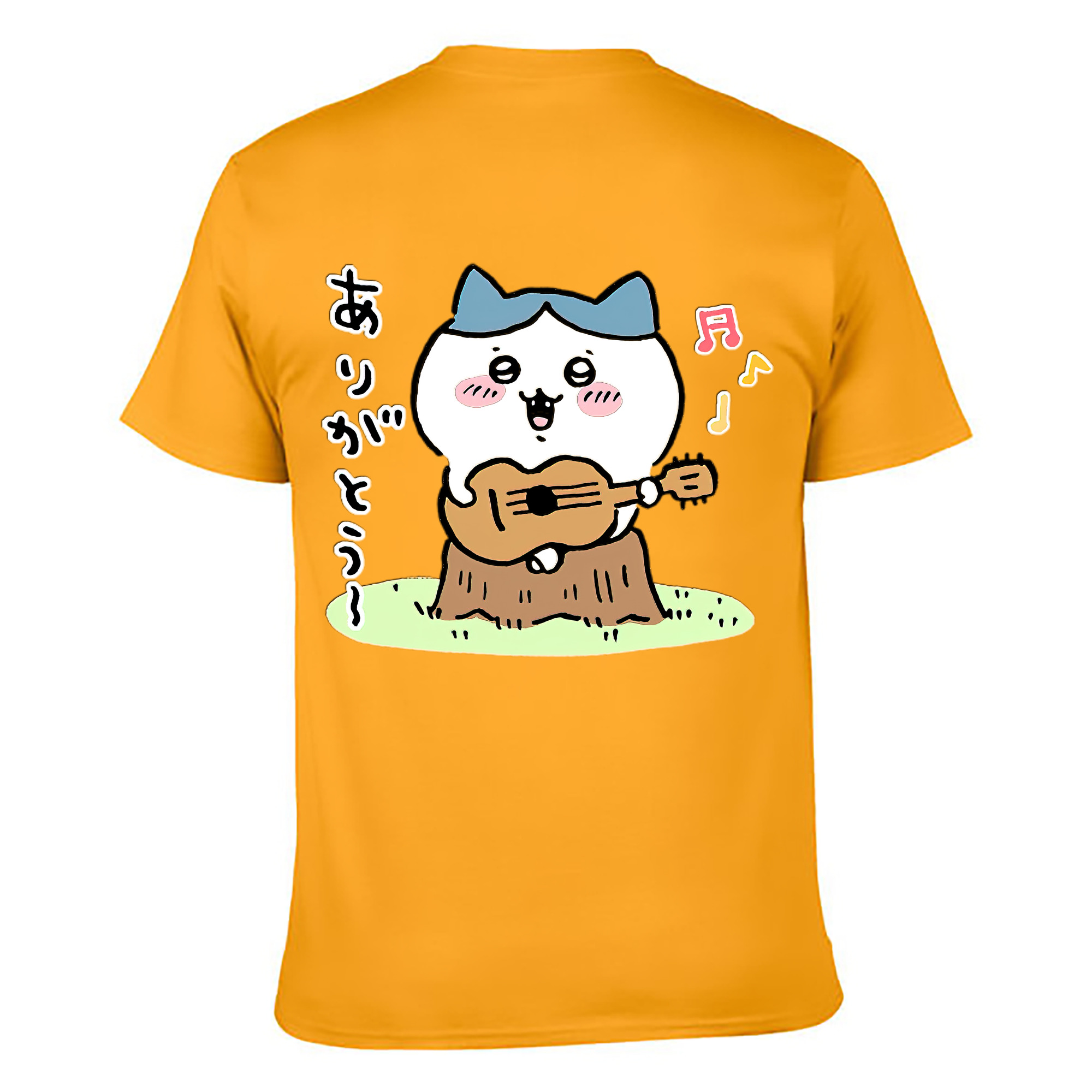 （画像用） ちいかわ ハチワレ Chii-kawa hachiware 綿100％ メンズ半袖Tシャツ（バックプリント） 通気性