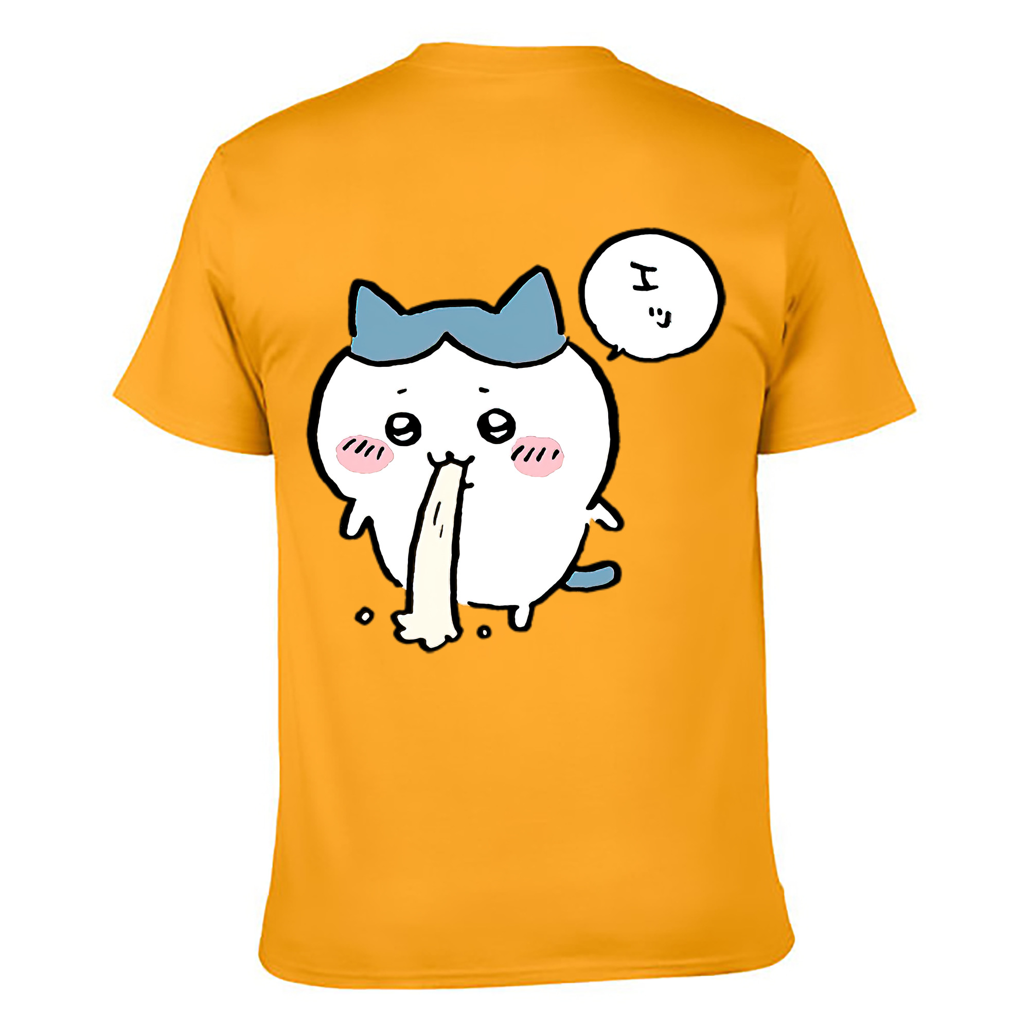 （画像用） ちいかわ ハチワレ Chii-kawa hachiware 綿100％ メンズ半袖Tシャツ（バックプリント） 通気性