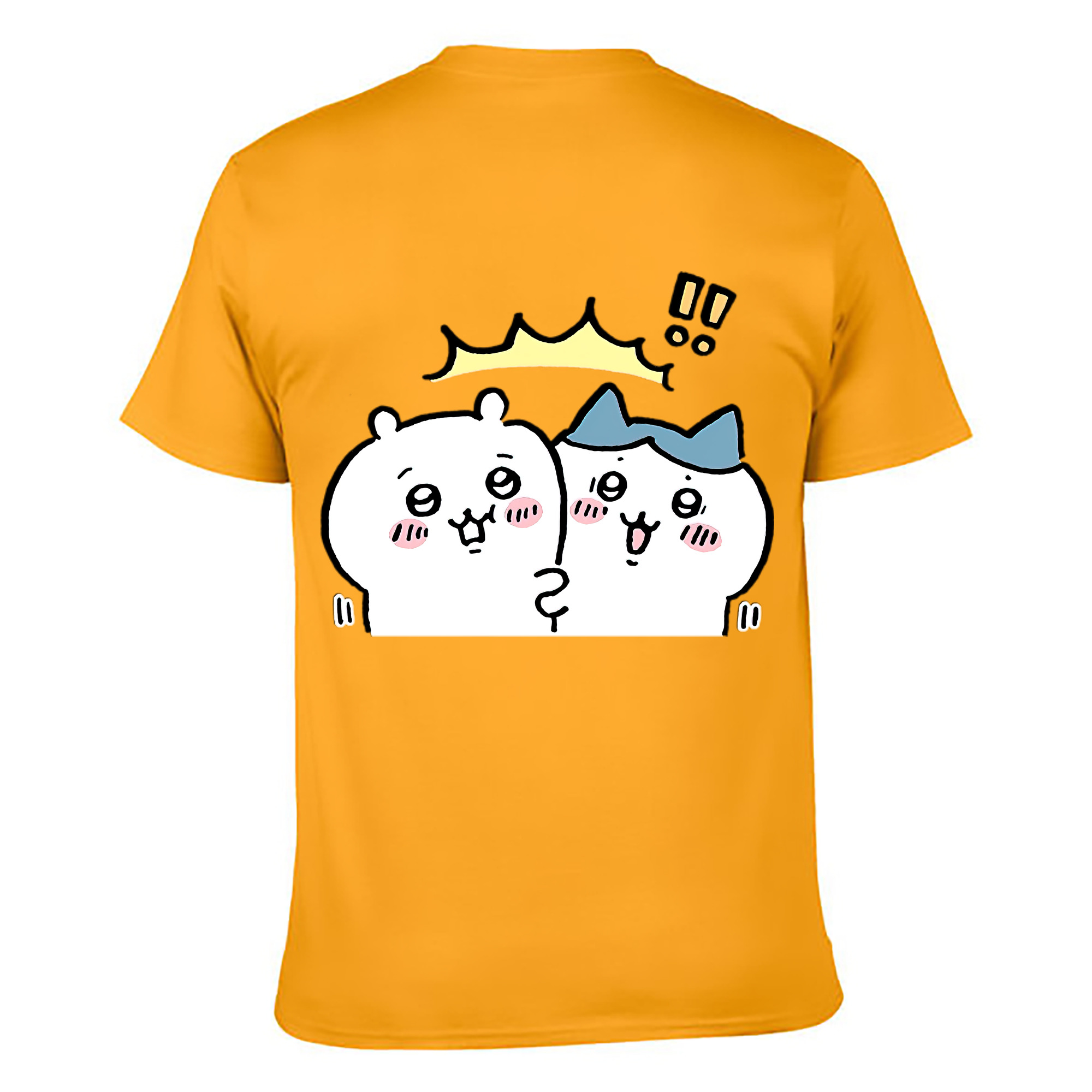 （画像用） ちいかわ ハチワレ Chii-kawa hachiware 綿100％ メンズ半袖Tシャツ（バックプリント） 通気性